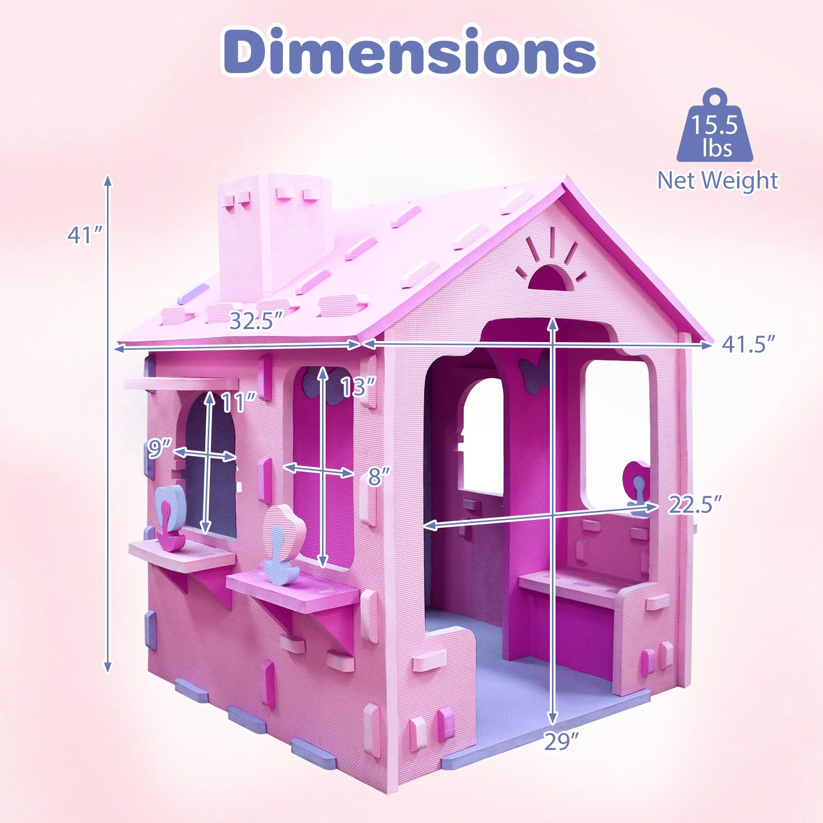 Indoor Cottage Playset with Roof and Chimney for Creative Play - Image 13