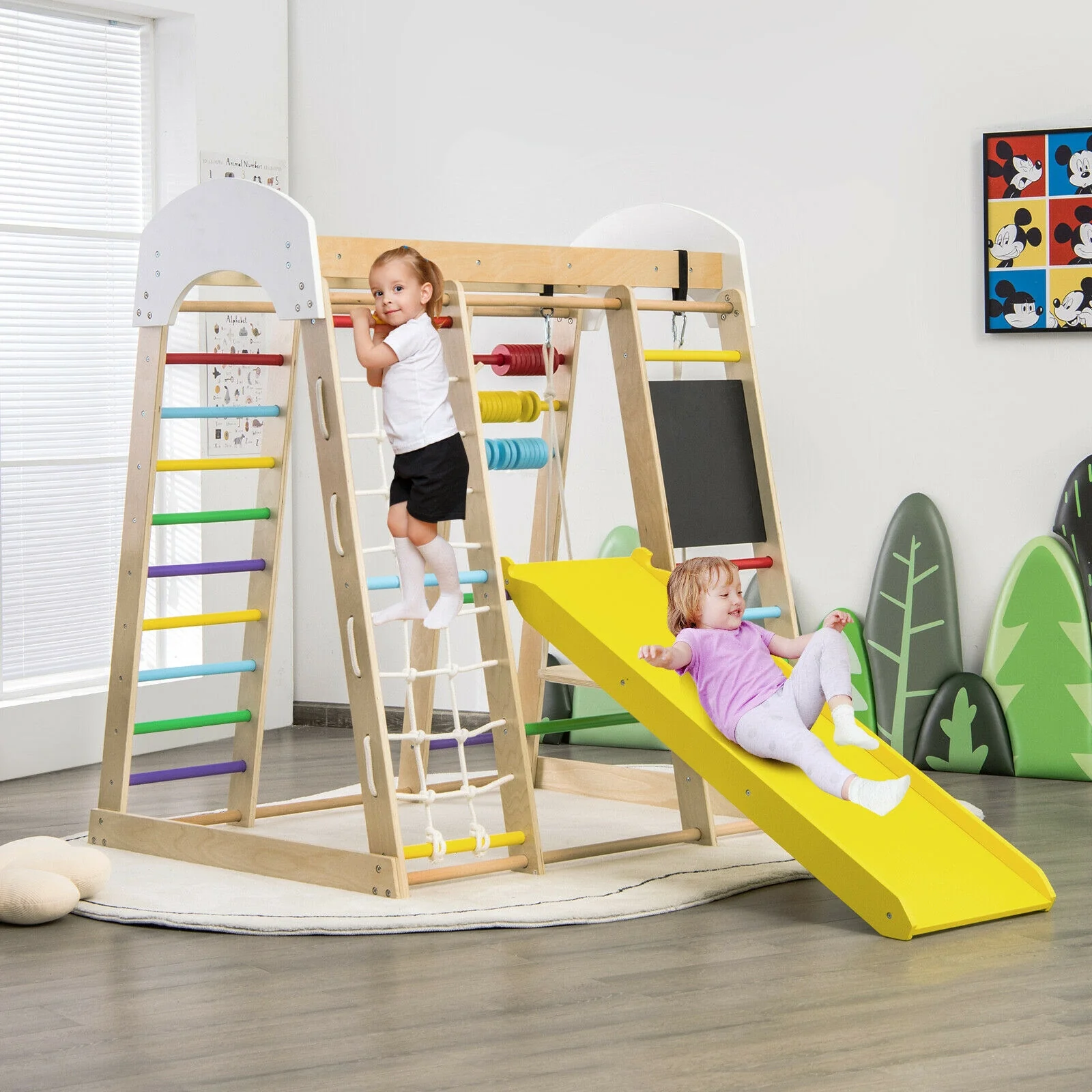 Indoor Playground Climbing Gym Wooden 8-in-1 Climber Playset for Children - Image 10