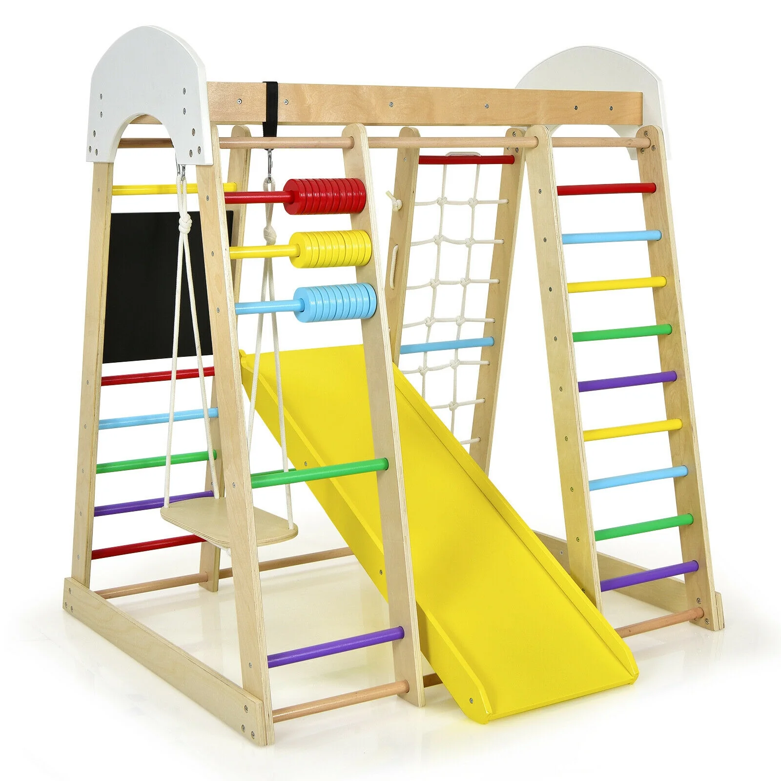 Indoor Playground Climbing Gym Wooden 8-in-1 Climber Playset for Children - Image 11