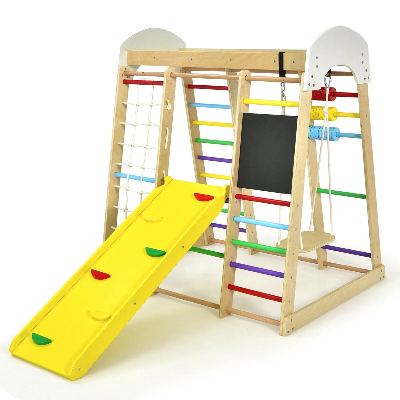 Indoor Playground Climbing Gym Wooden 8-in-1 Climber Playset for Children - Image 12