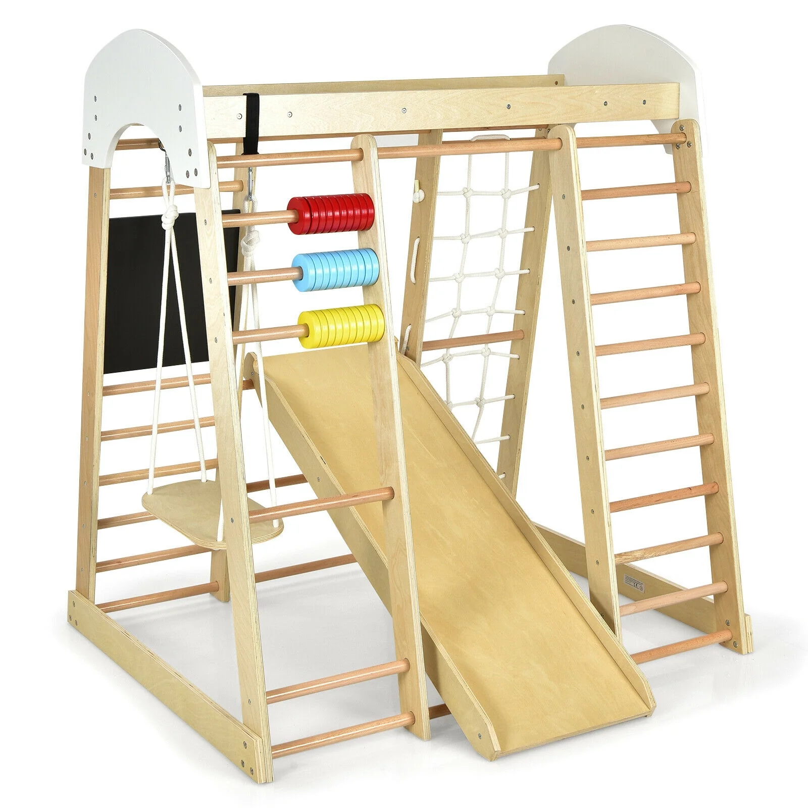 Indoor Playground Climbing Gym Wooden 8-in-1 Climber Playset for Children - Image 3
