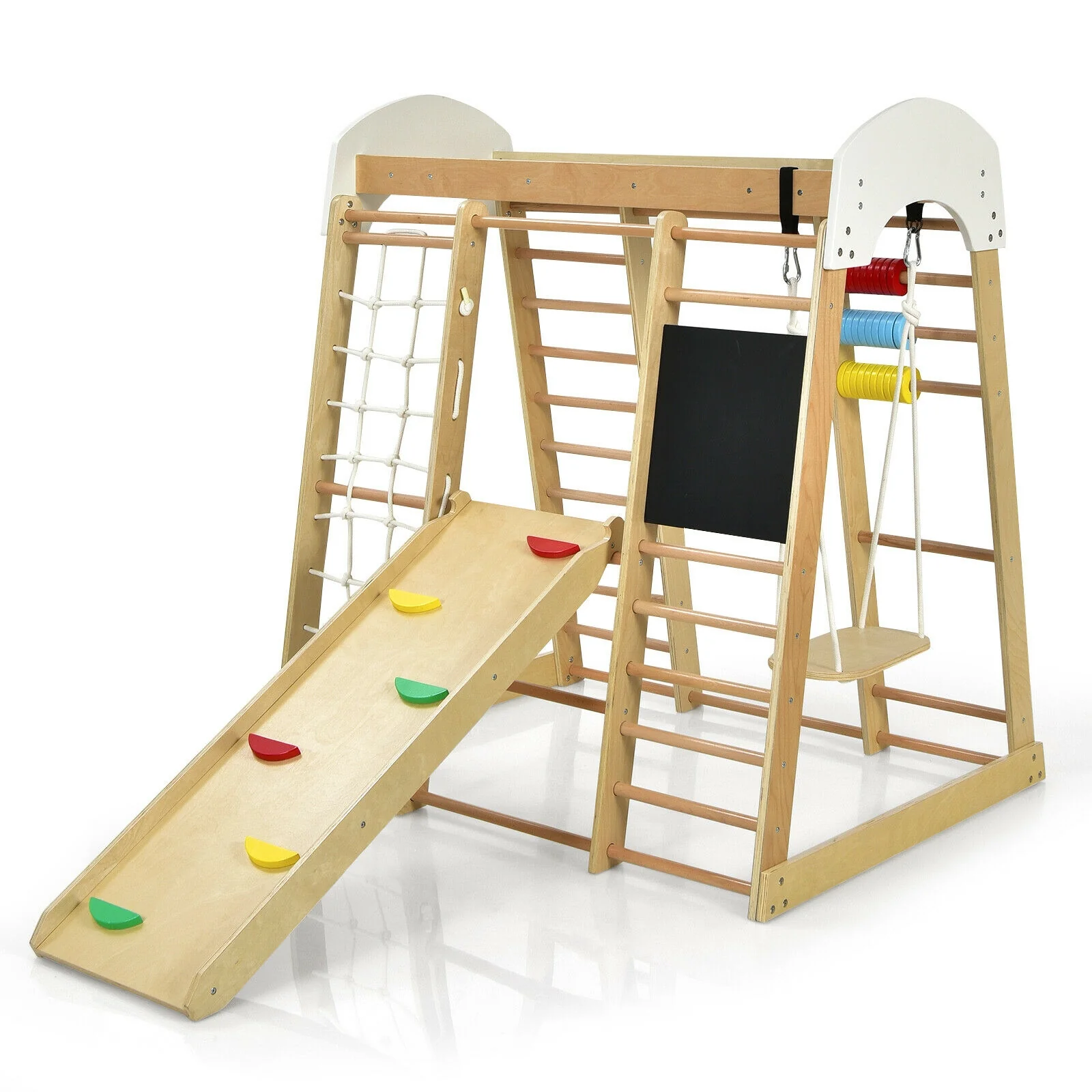 Indoor Playground Climbing Gym Wooden 8-in-1 Climber Playset for Children - Image 4