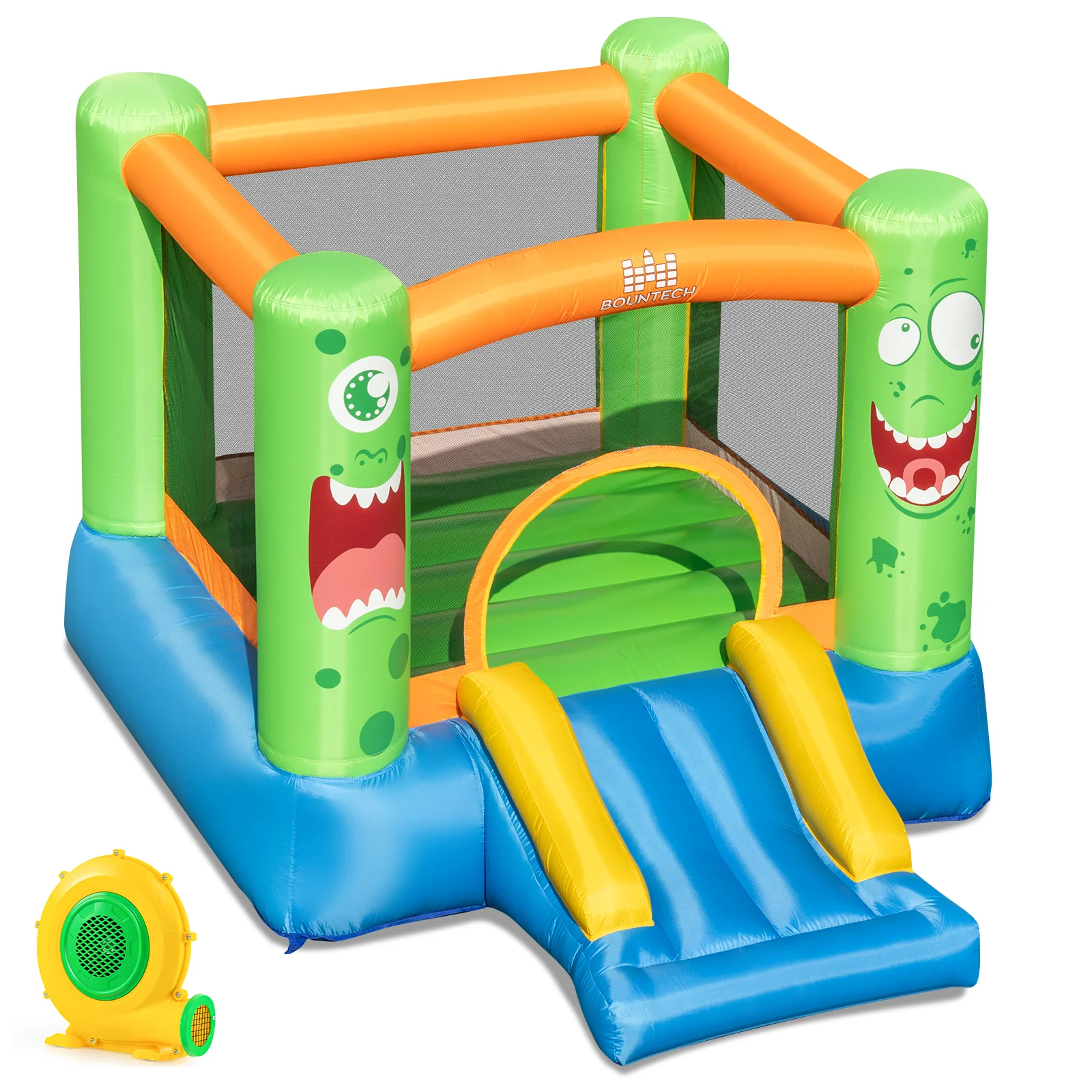 Inflatable Bounce House Monster Themed Bouncy Castle with Large Jumping Area and Slide 550W Blower Included - Image 3