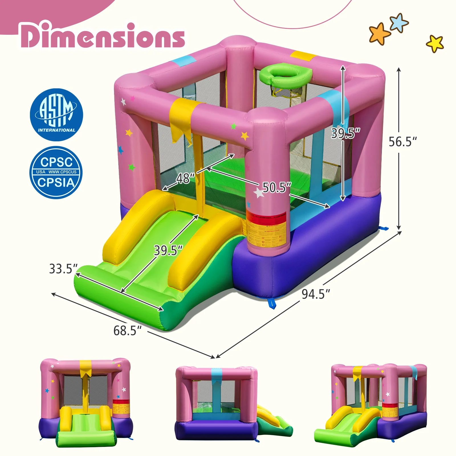 Inflatable Bounce House with 480W Blower and Carrying Bag for Party - Image 4
