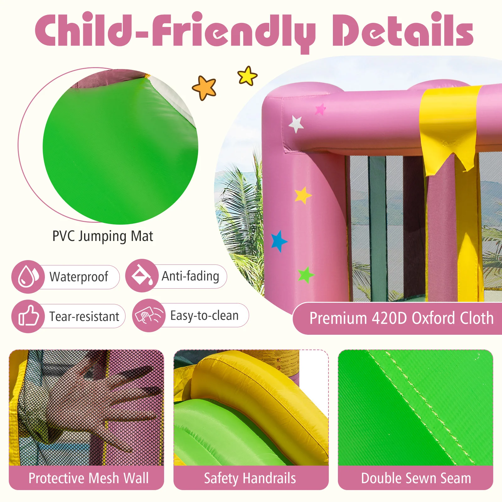 Inflatable Bounce House with 480W Blower and Carrying Bag for Party - Image 8