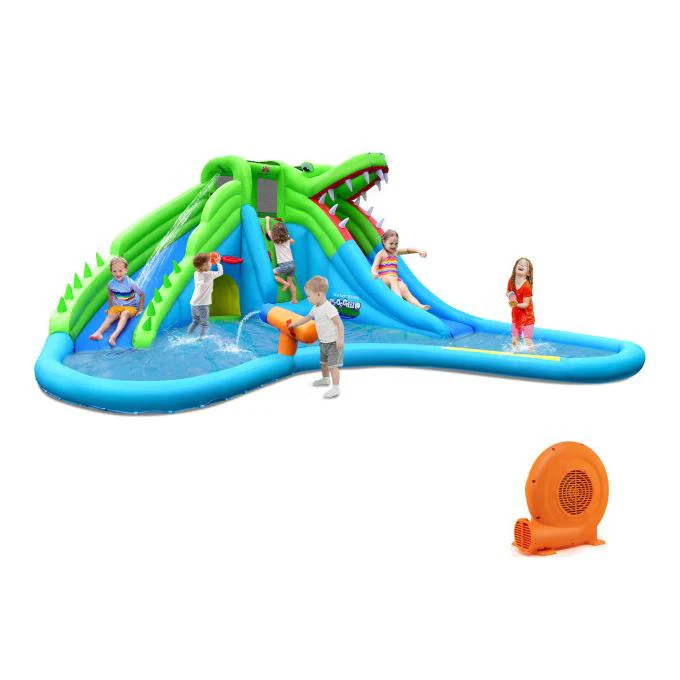 Inflatable Crocodile Style Water Slide Upgraded Kids Bounce Castle with 680W Blower - Image 2