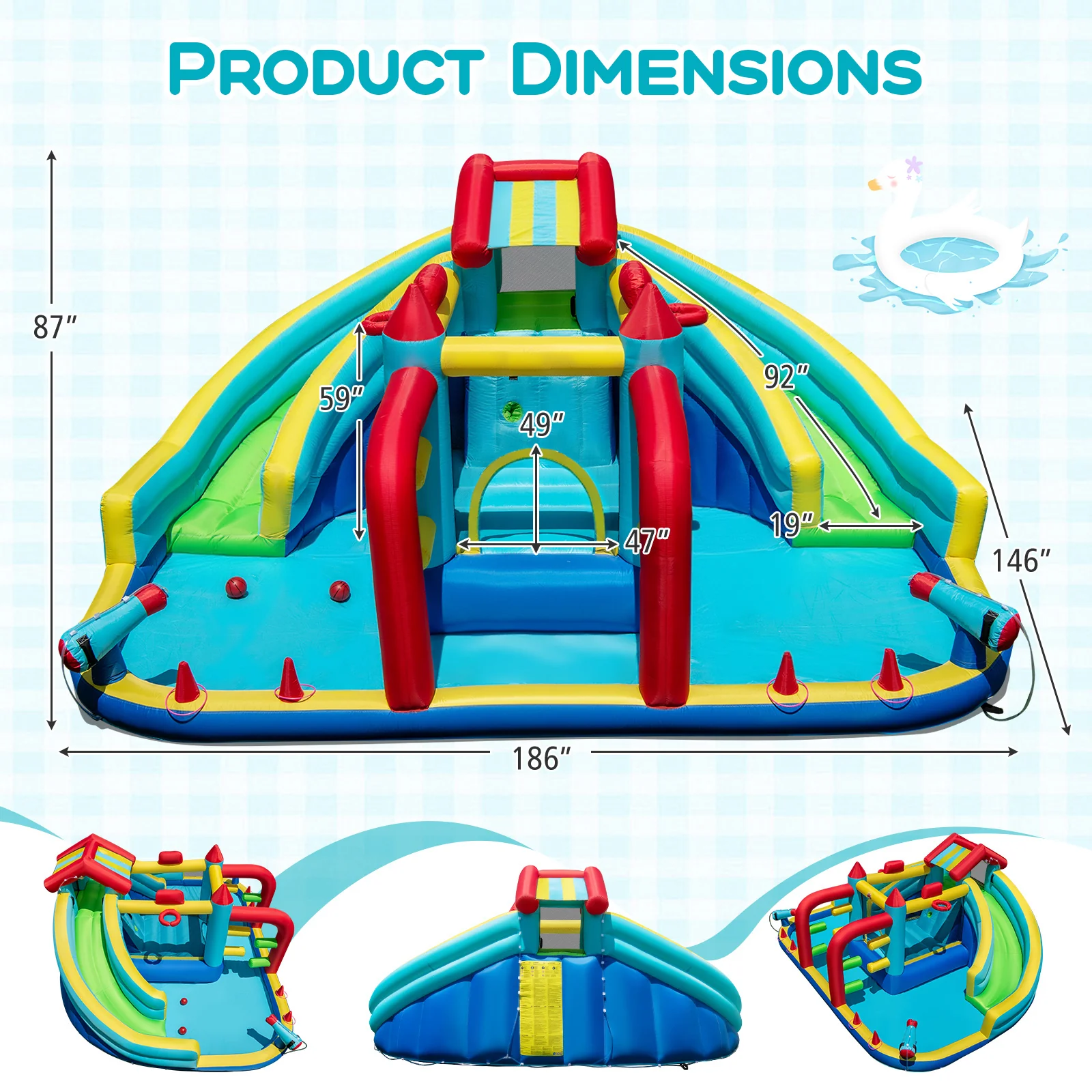 Inflatable Double Water Slide Park with Obstacle Course and 680W Blower - Image 4
