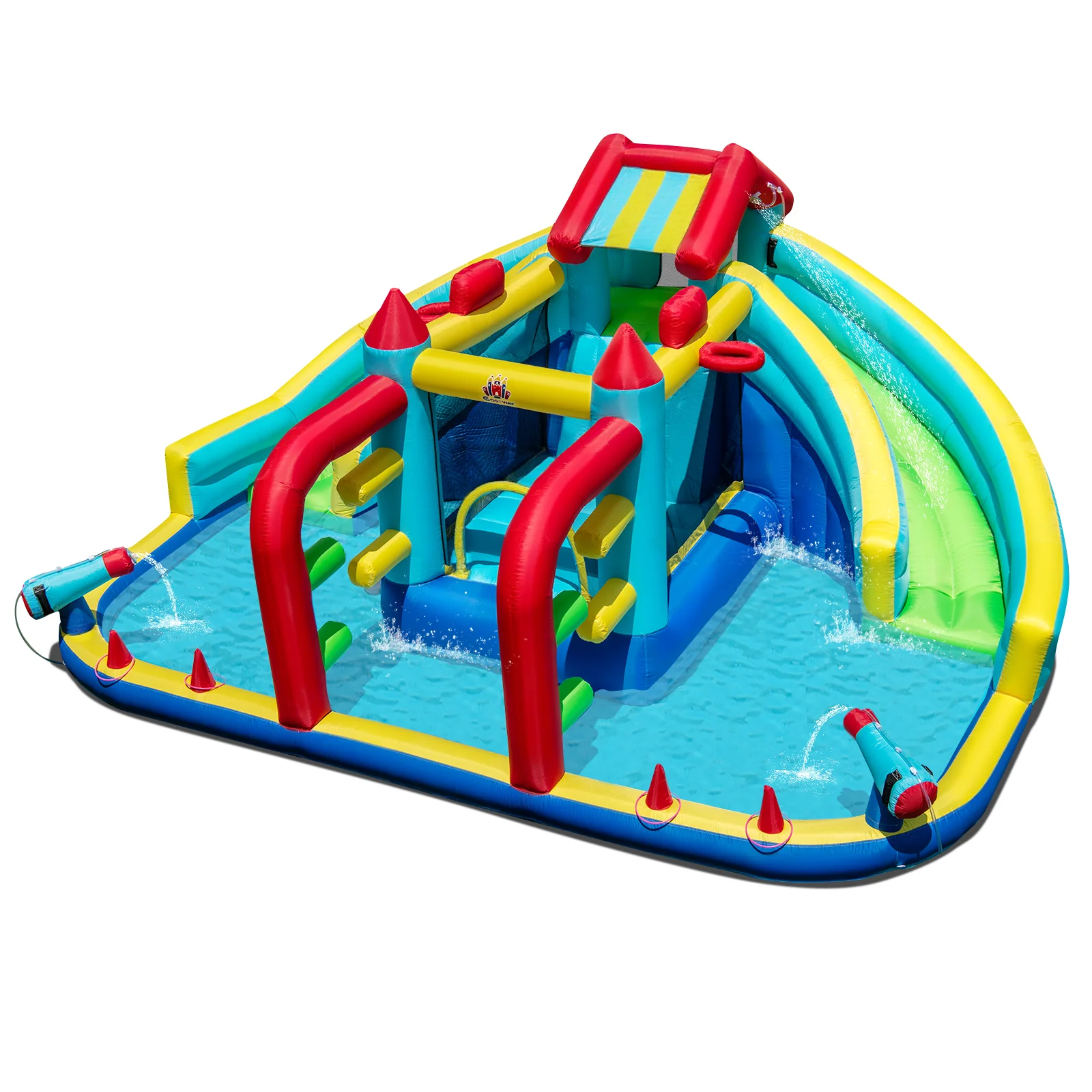 Inflatable Double Water Slide Park with Obstacle Course and Basketball Hoops - Image 7