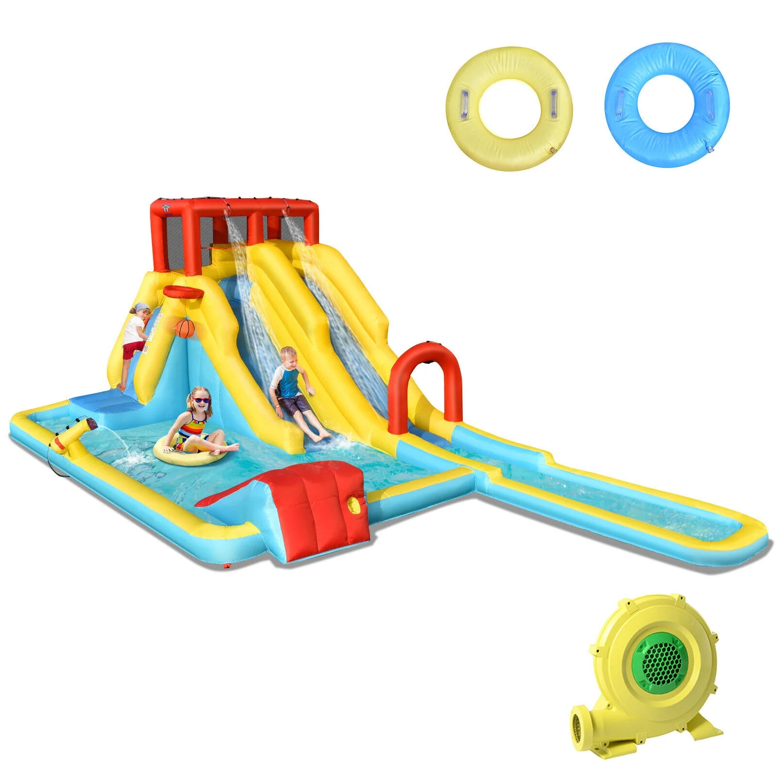 Inflatable Dual Slide Water Park Climbing Bouncer with 735W Air Blower - Image 3