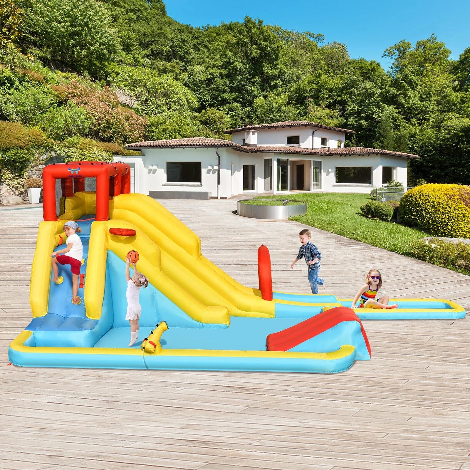Inflatable Dual Slide Water Park Climbing Bouncer with 735W Air Blower - Image 6