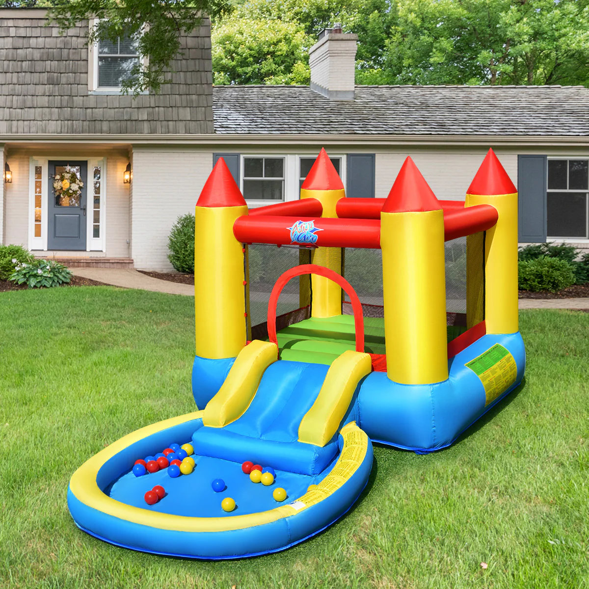 Inflatable Kids Slide Bounce House with 550w Blower - Image 2