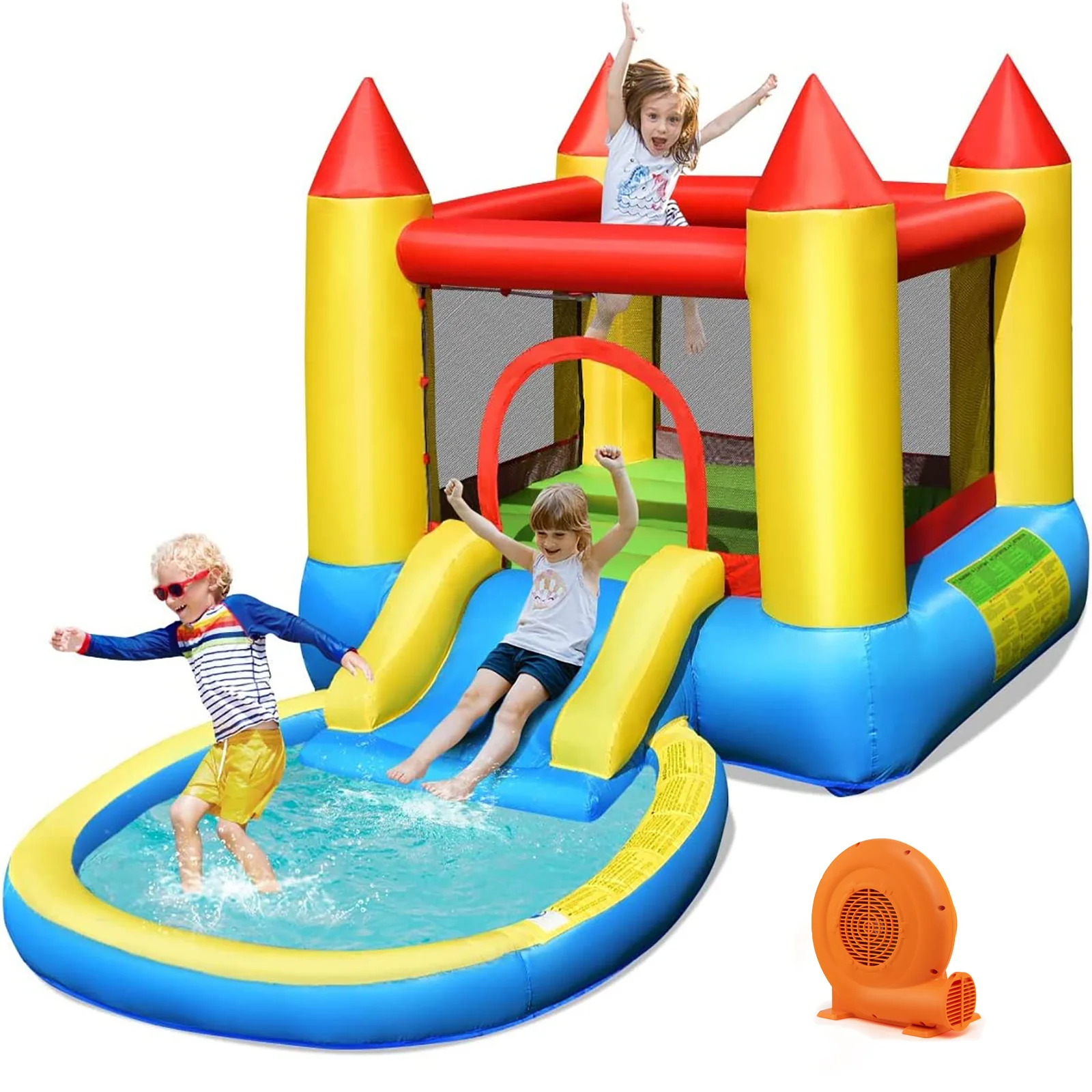 Inflatable Kids Slide Bounce House with 550w Blower - Image 4