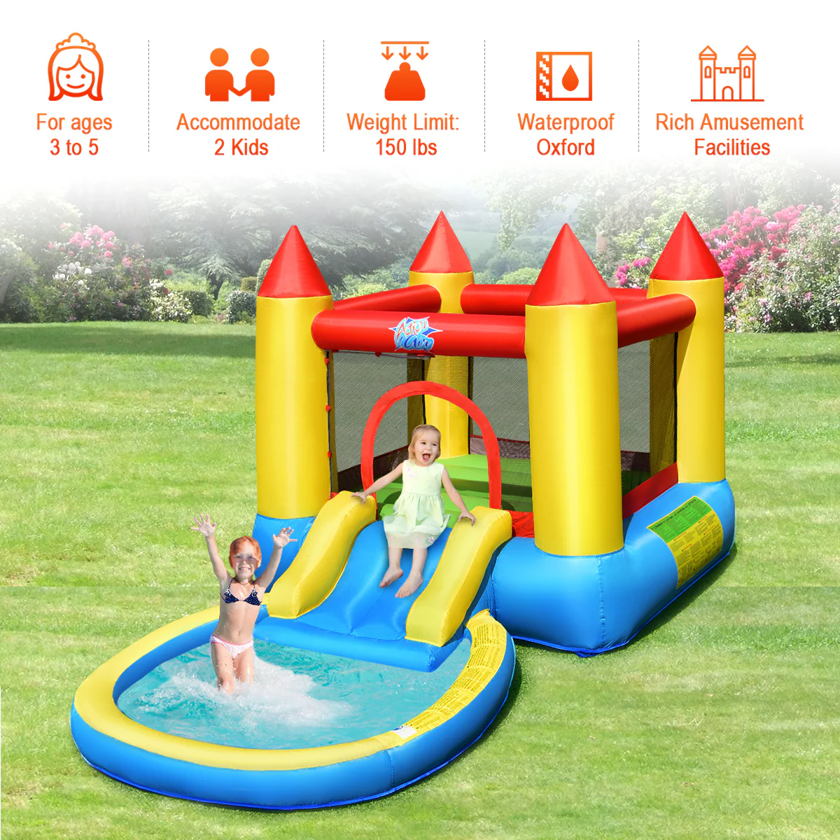 Inflatable Kids Slide Bounce House with 550w Blower - Image 6