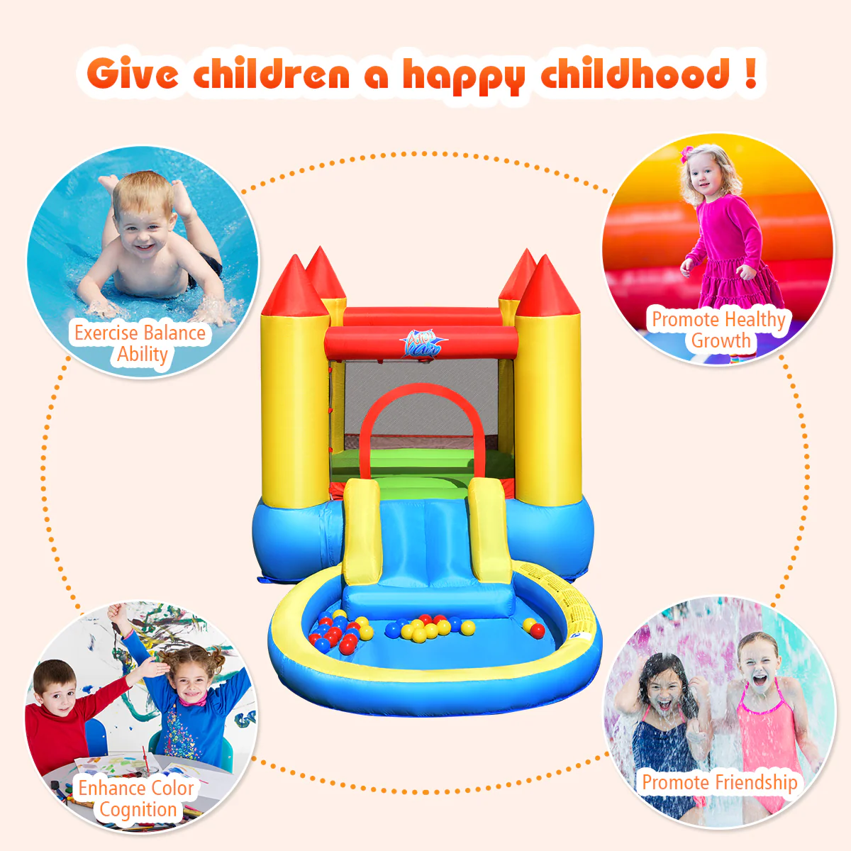 Inflatable Kids Slide Bounce House with 550w Blower - Image 7