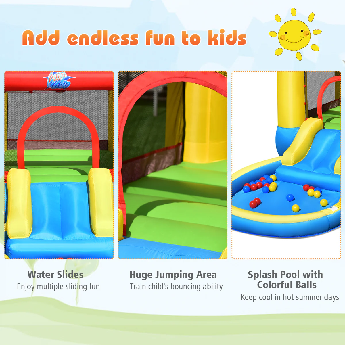 Inflatable Kids Slide Bounce House with 550w Blower - Image 8