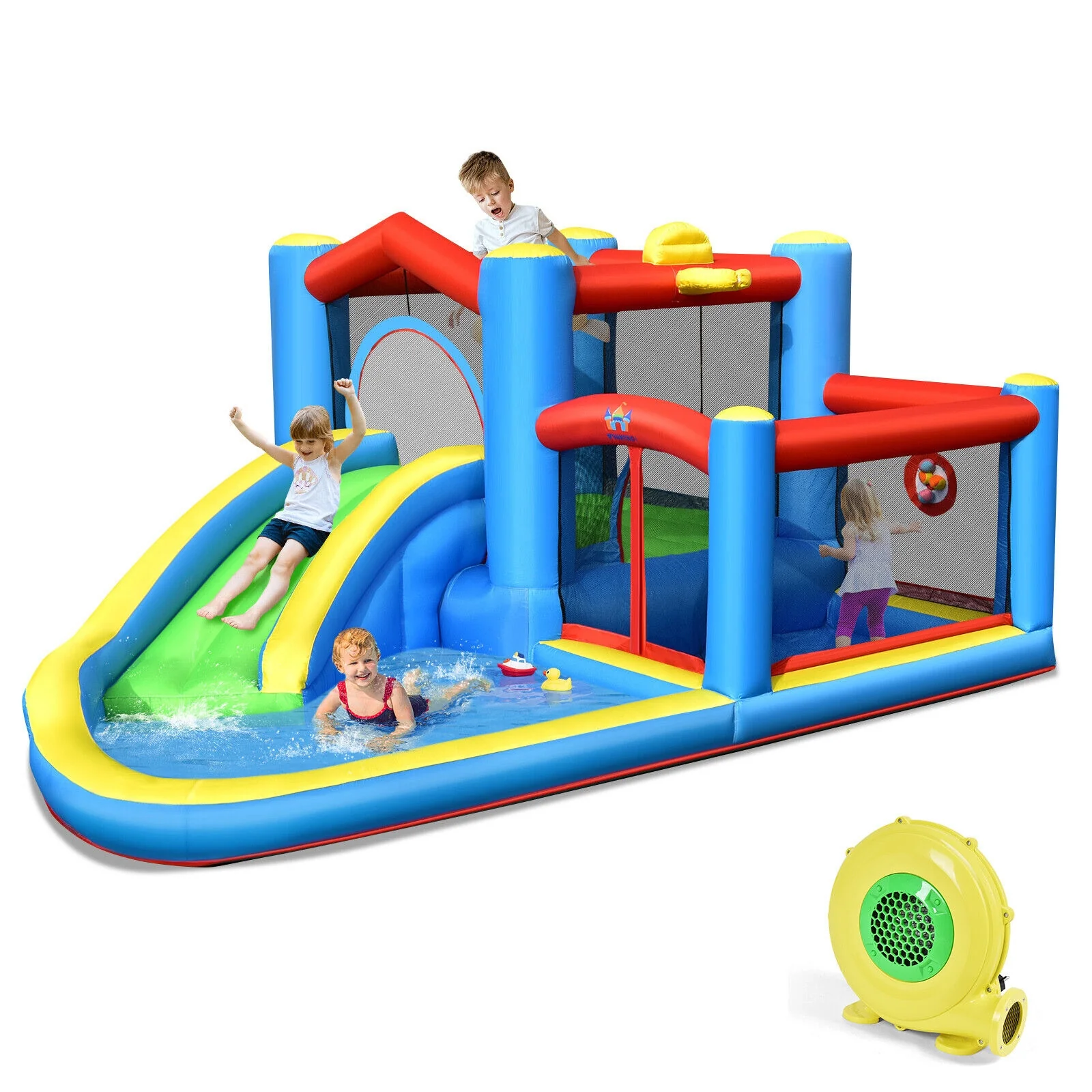 Inflatable Kids Water Slide Bounce Castle with 480W Blower - Image 3