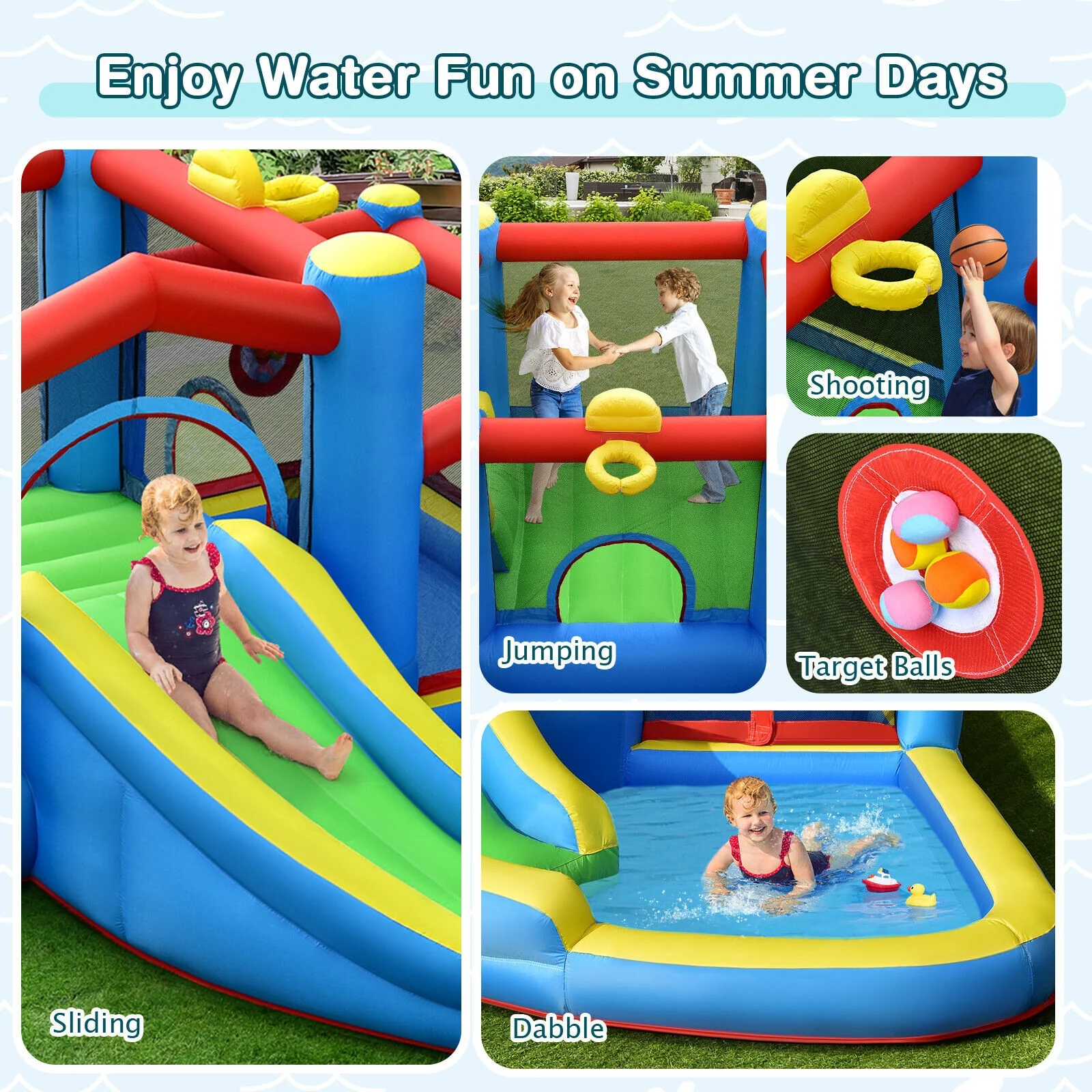 Inflatable Kids Water Slide Bounce Castle with 480W Blower - Image 8