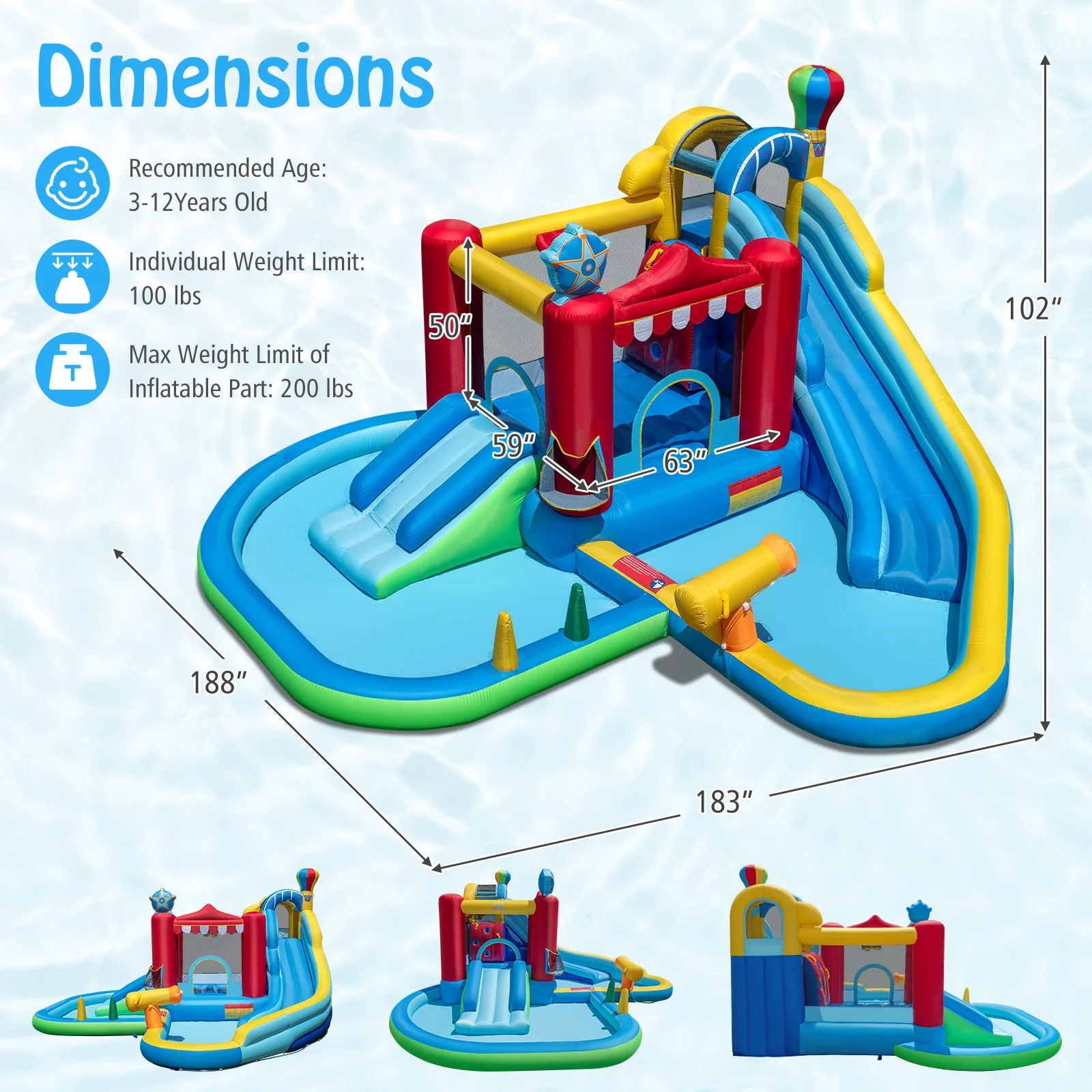 Inflatable Water Park Water Slide Wet Dry Combo Bounce House - Image 5