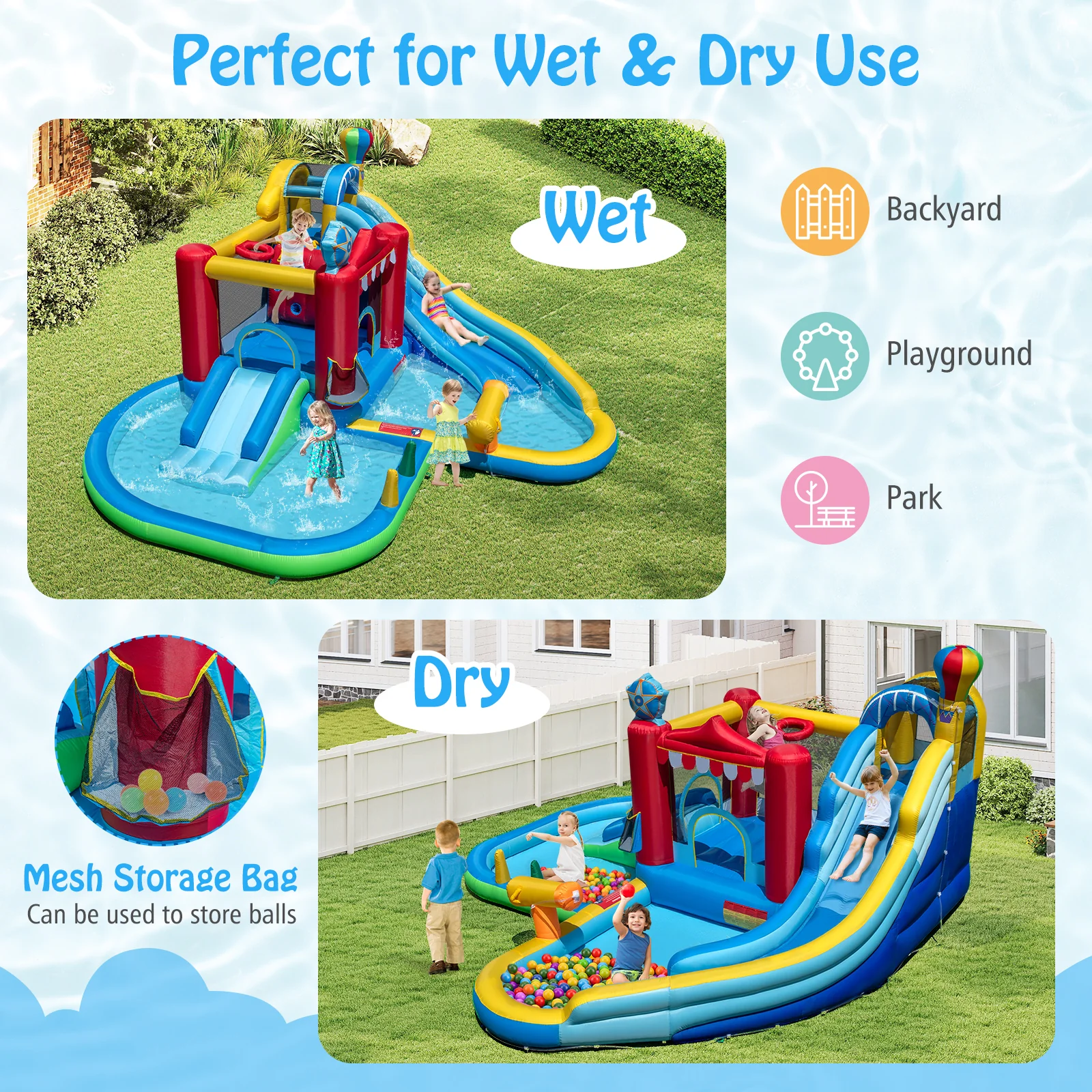 Inflatable Water Park Water Slide Wet Dry Combo Bounce House - Image 8