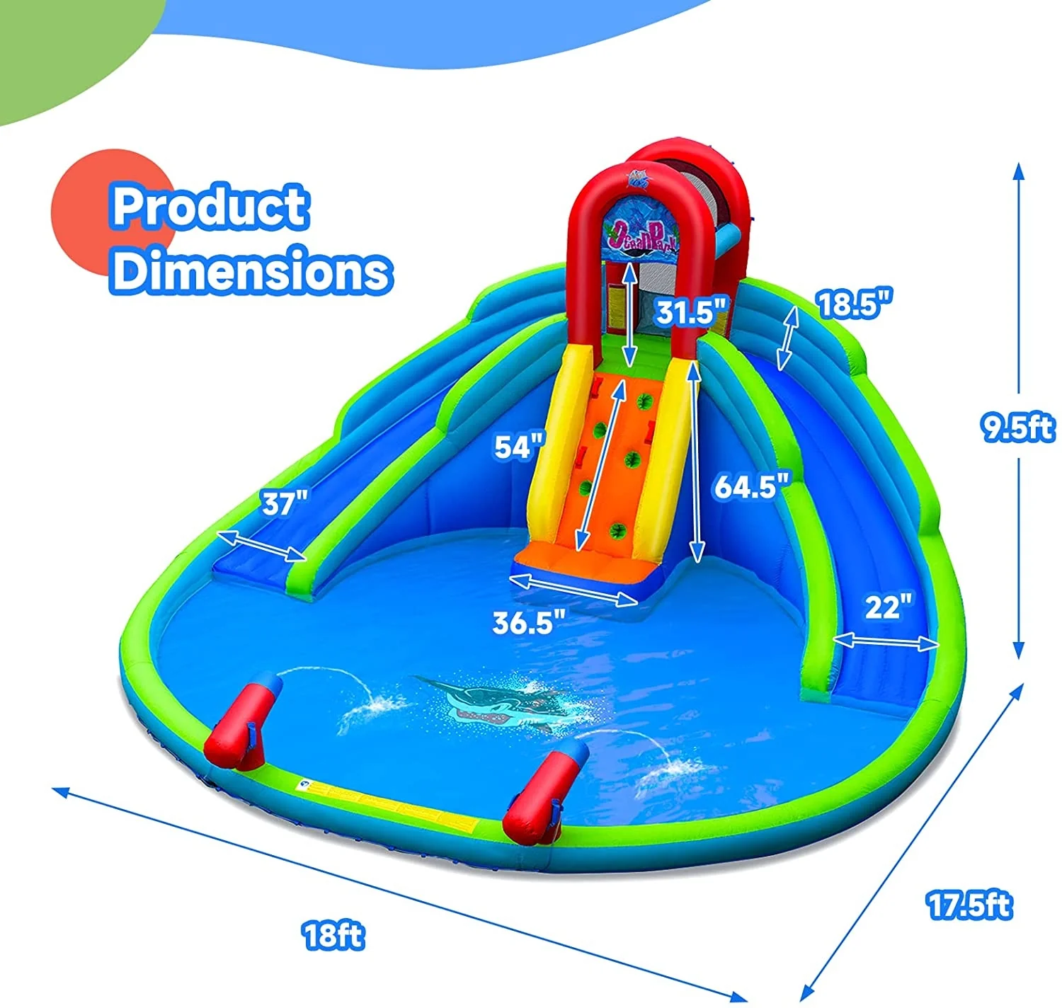 Inflatable Water Park Waterslide for Kids Backyard with 780W Air Blower - Image 4