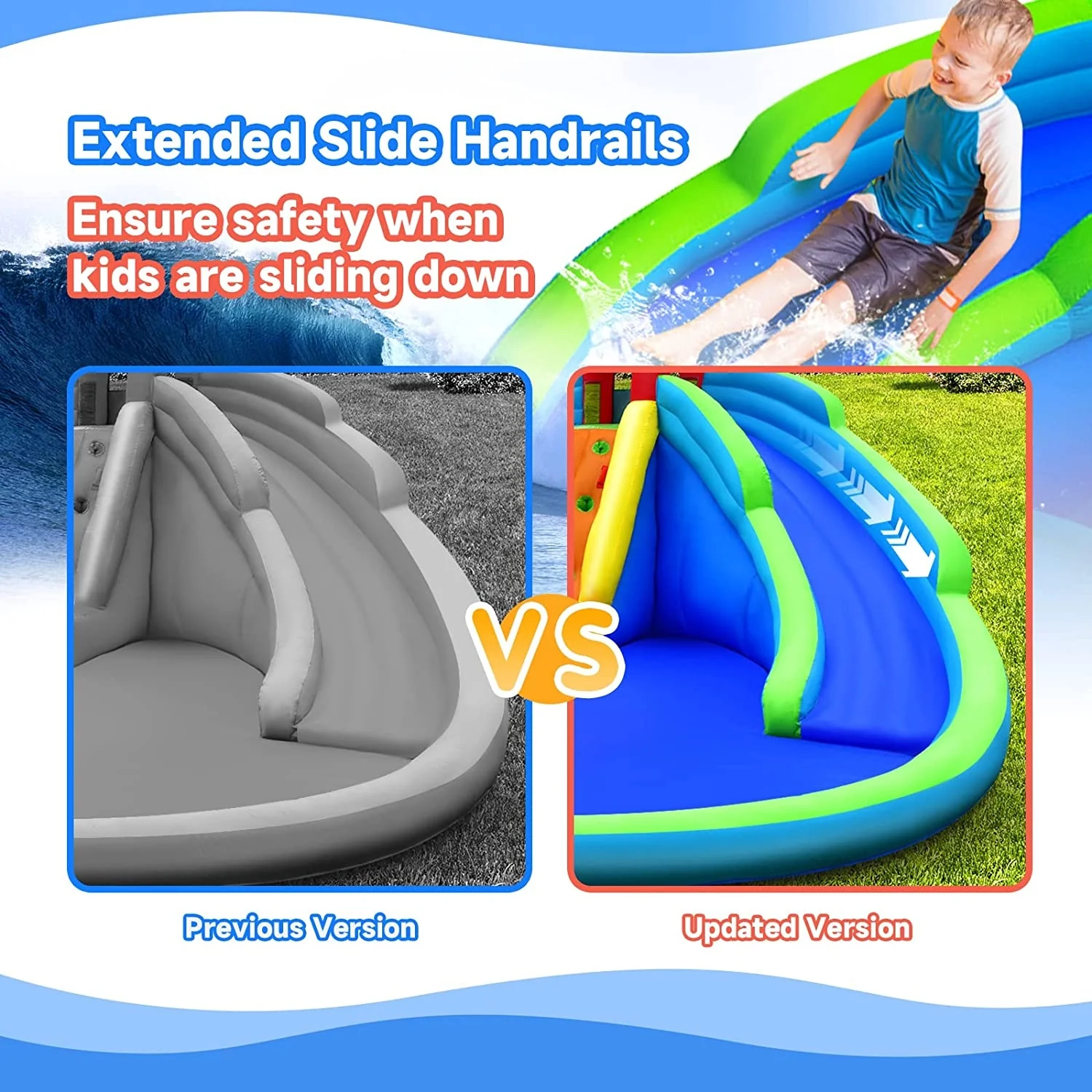 Inflatable Water Park Waterslide for Kids Backyard with 780W Air Blower - Image 6