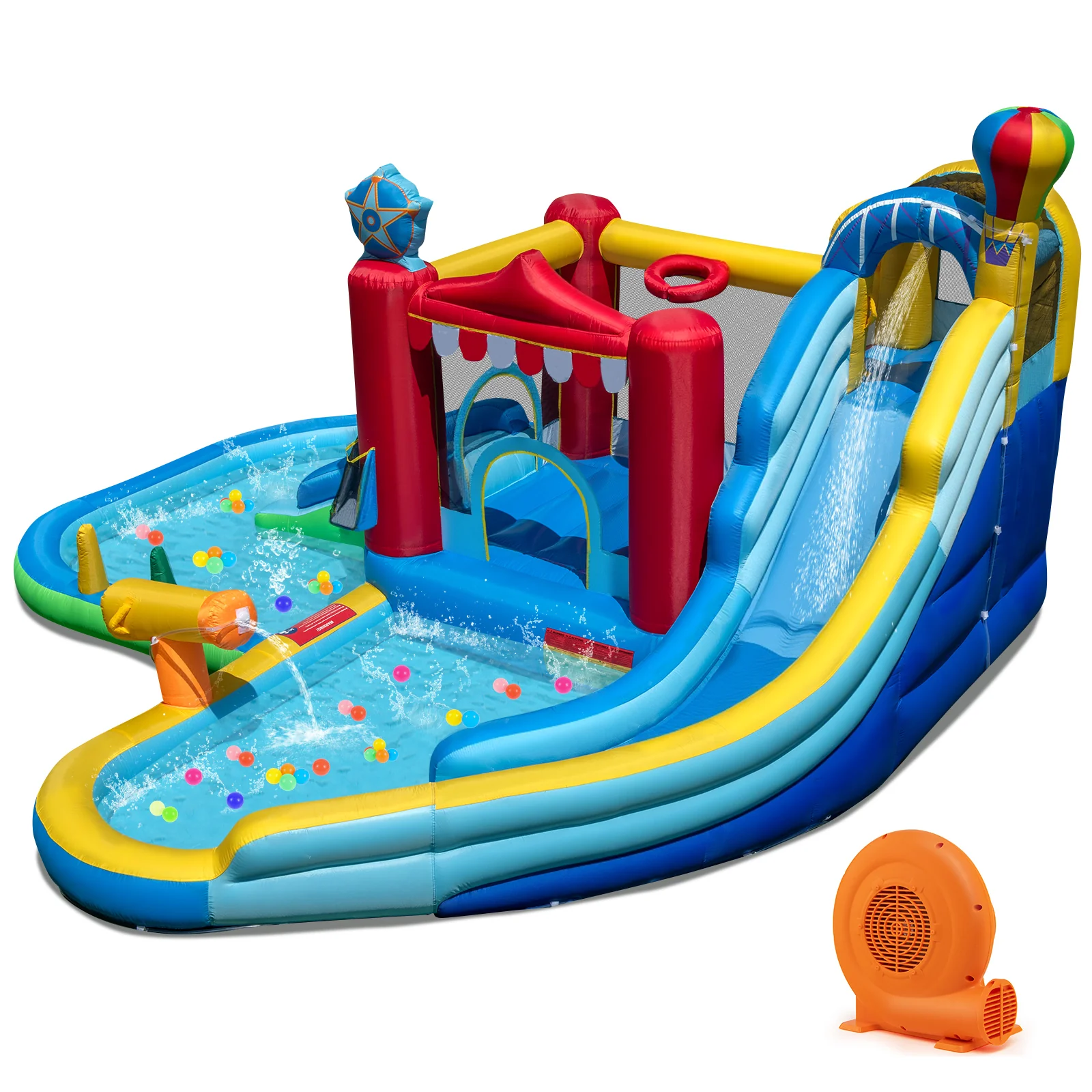 Inflatable Water Park with Splash Pool 50 Ocean Balls and 750W Blower - Image 2