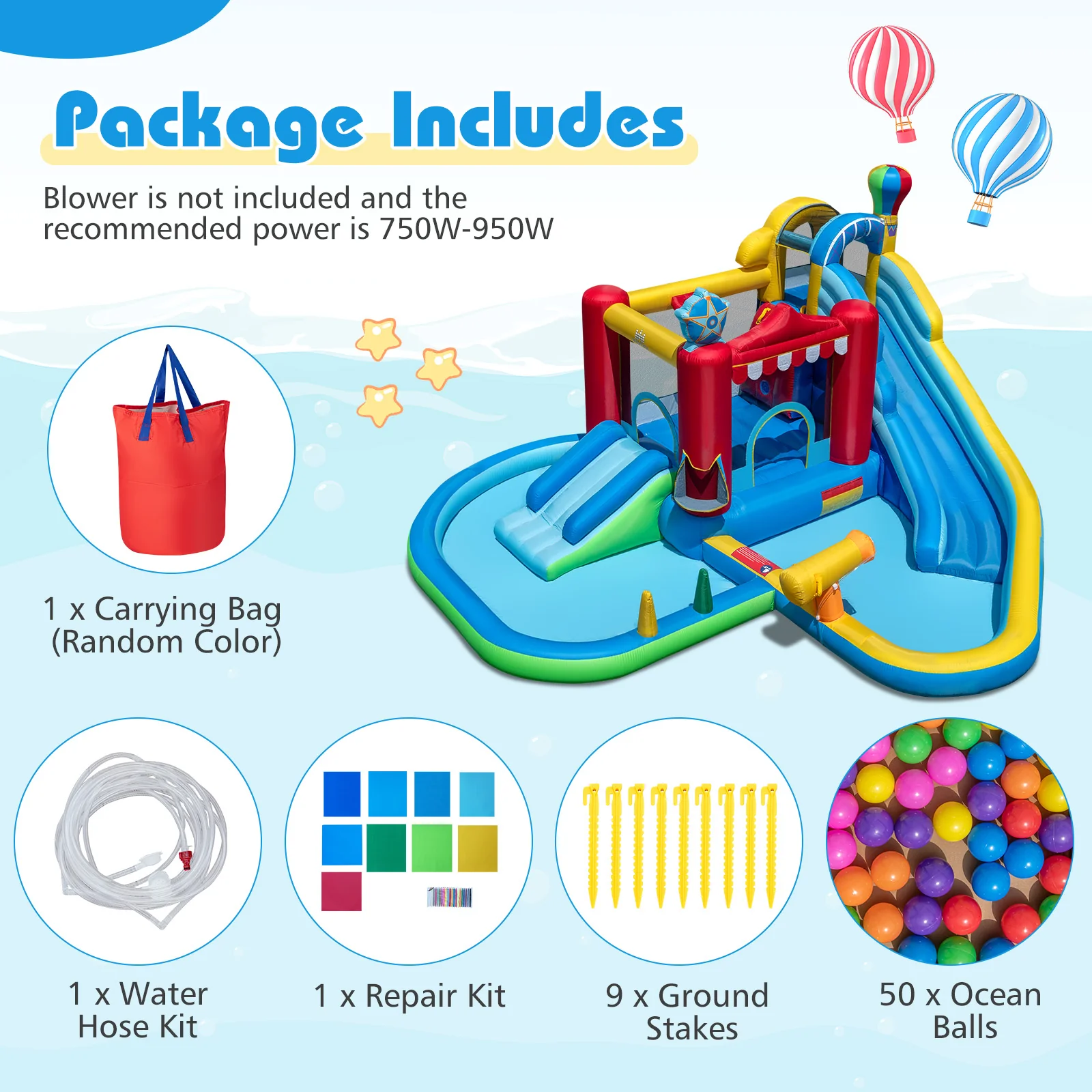 Inflatable Water Park with Splash Pool and Water Cannon for Birthday Party Without Blower - Image 6