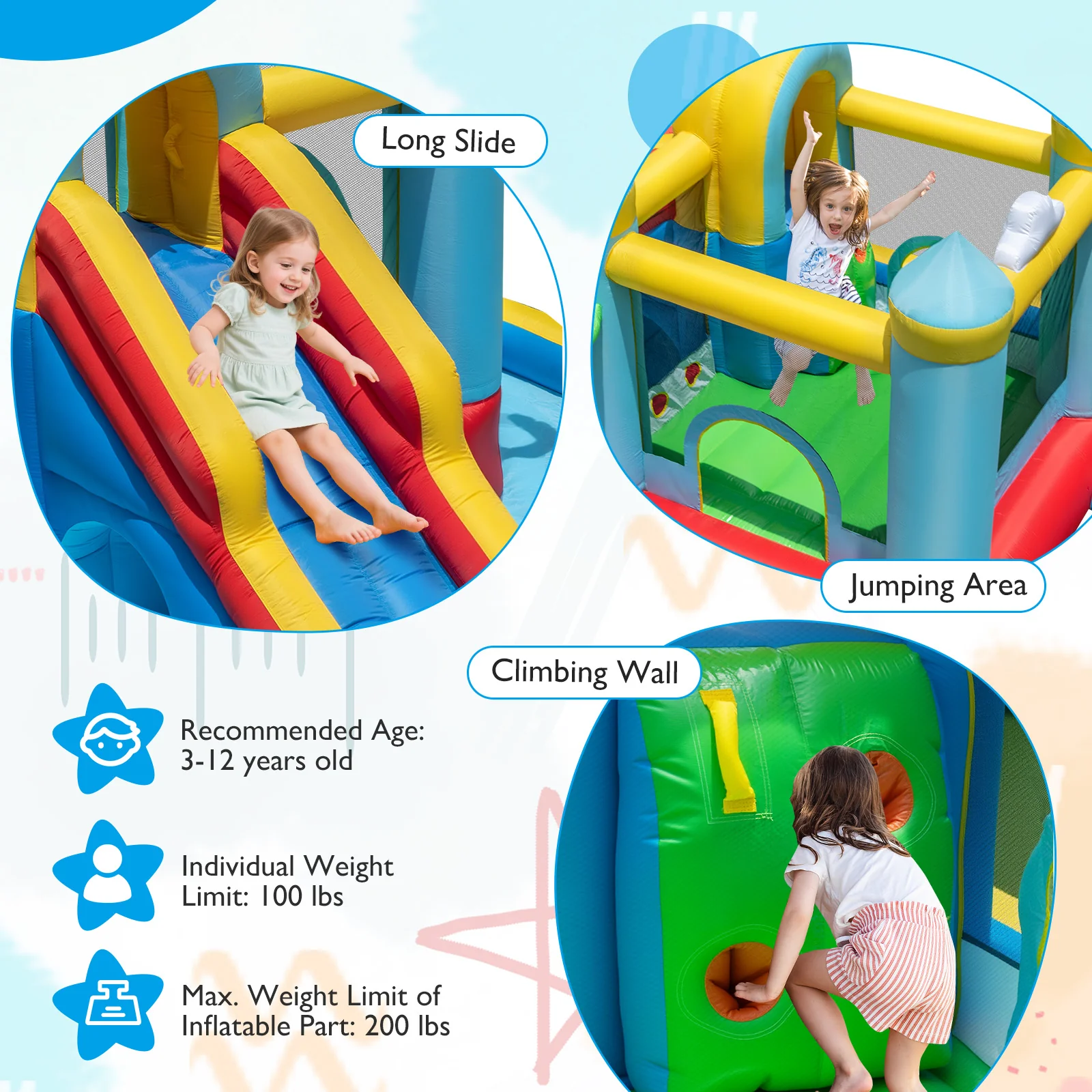 Inflatable Water Slide Giant Water Park with Long Slide 750W Blower - Image 7