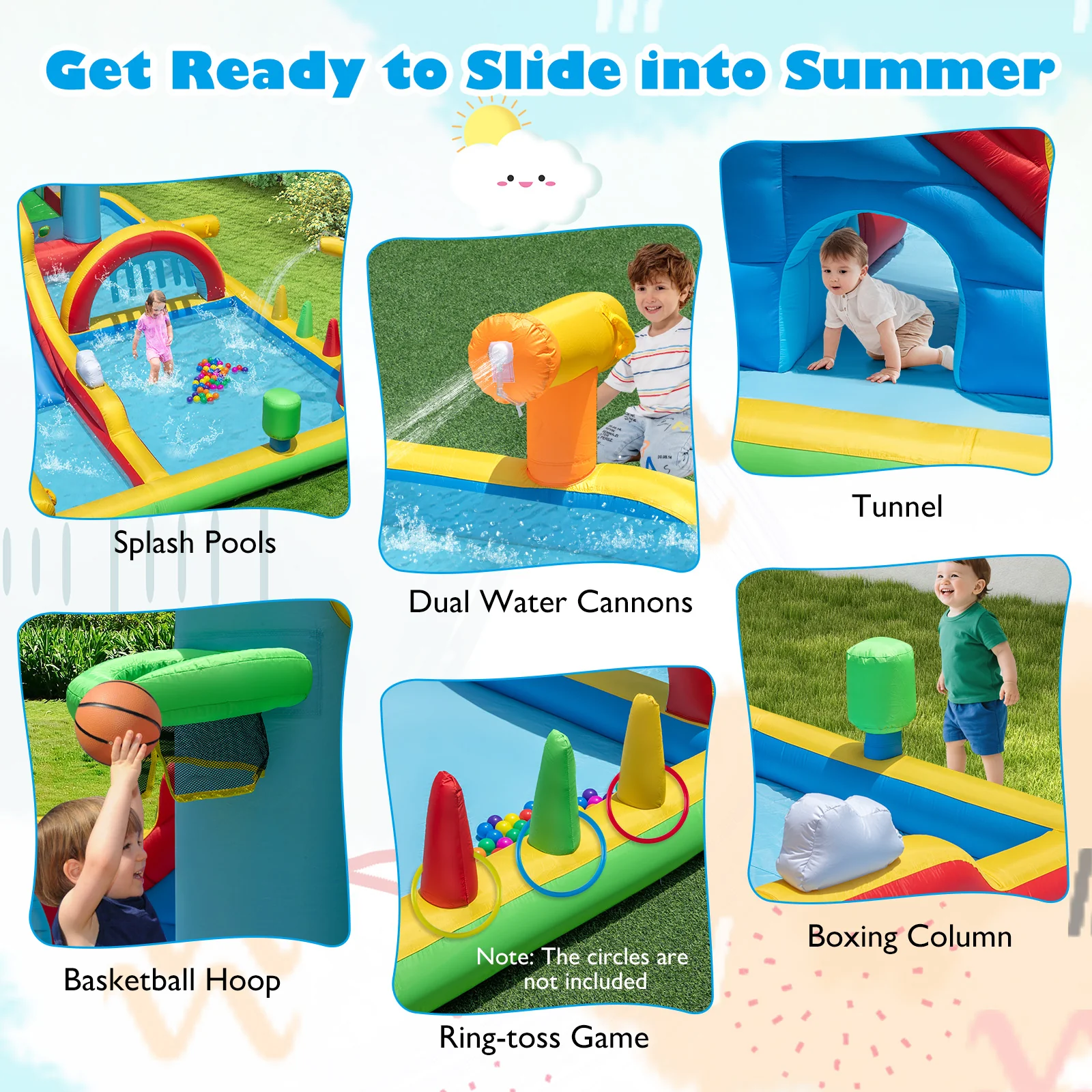 Inflatable Water Slide Giant Water Park with Long Slide 750W Blower - Image 8