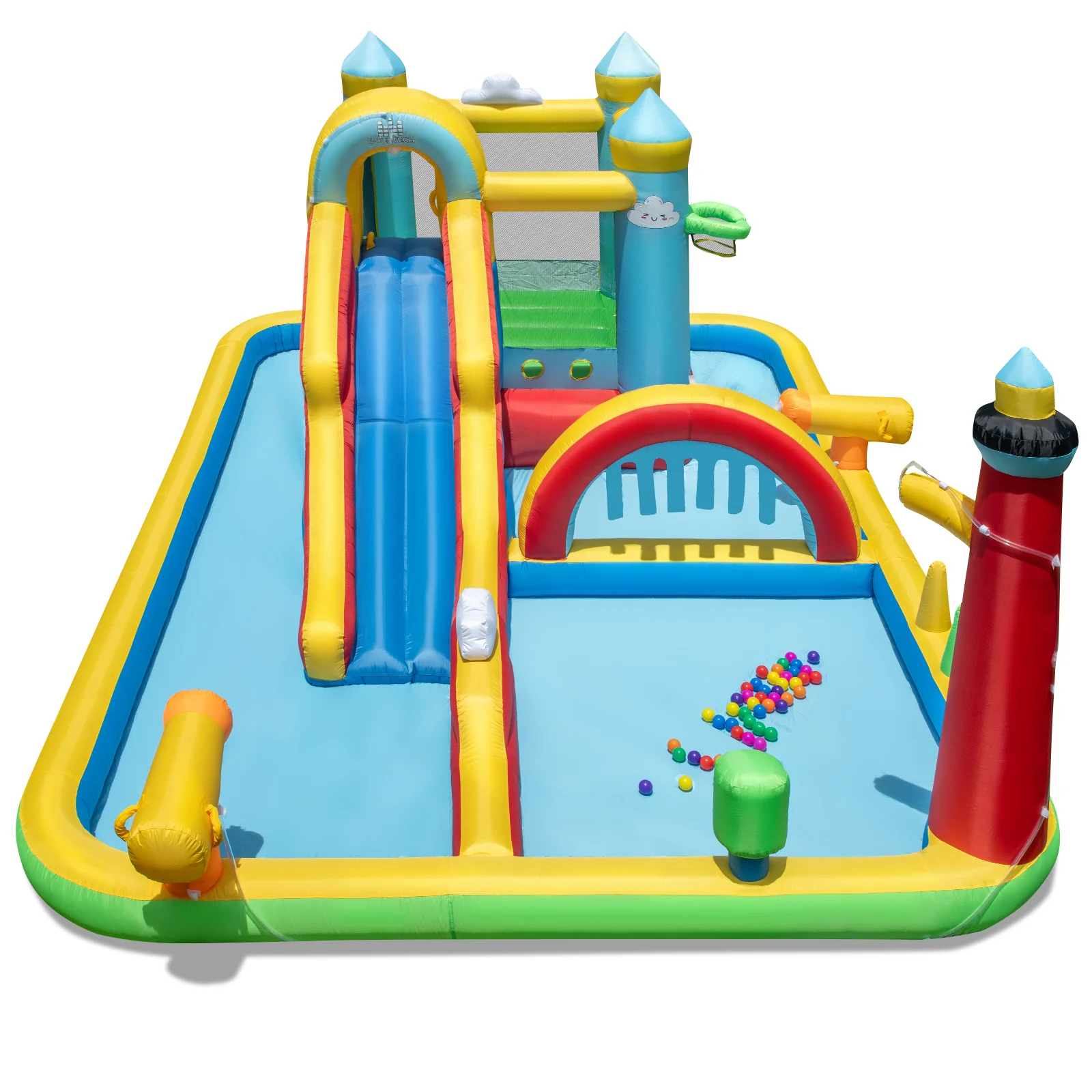 Inflatable Water Slide Giant Water Park with Long Slide Jumping Area - Image 2