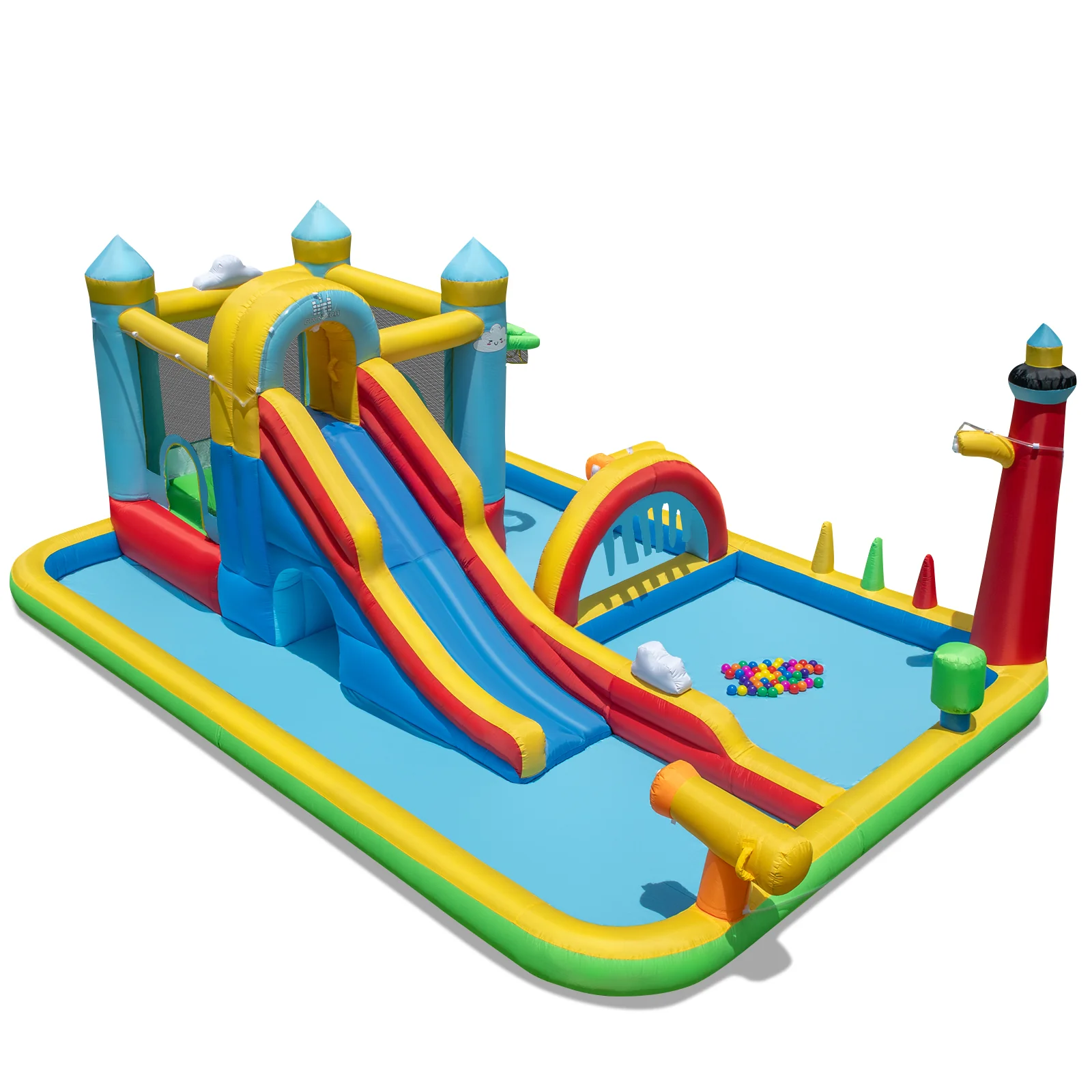 Inflatable Water Slide Giant Water Park with Long Slide Jumping Area - Image 4