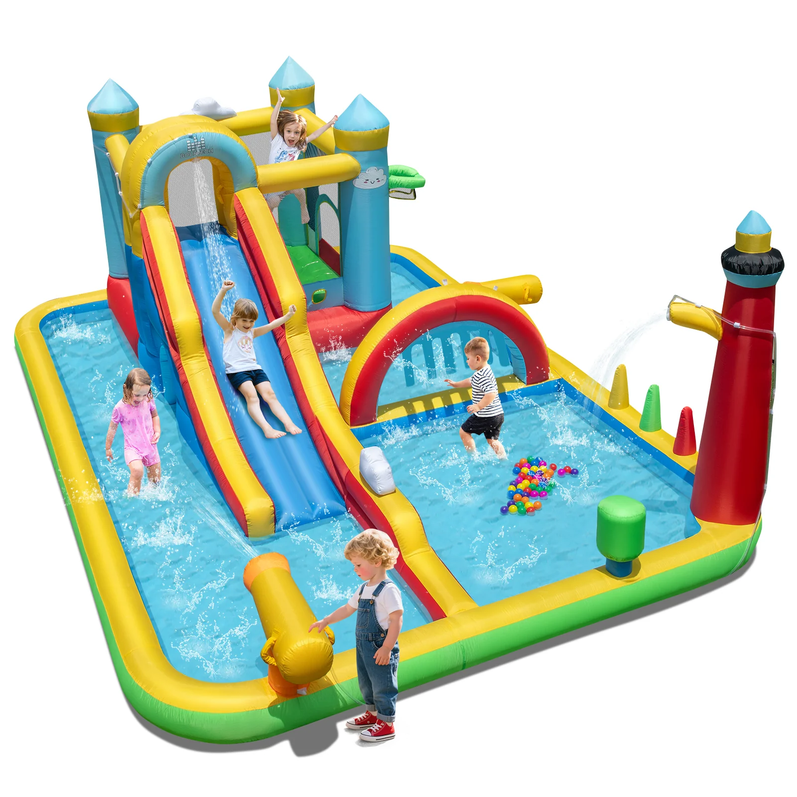 Inflatable Water Slide Giant Water Park with Long Slide Jumping Area - Image 5