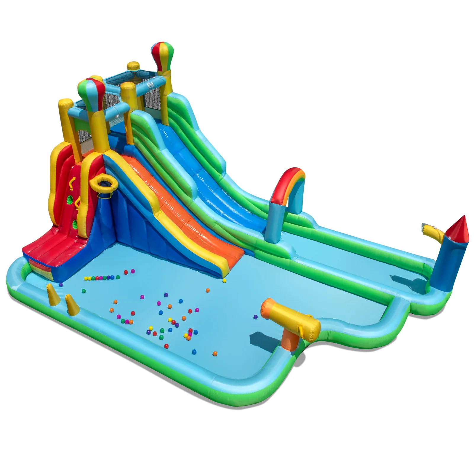Inflatable Water Slide Park Giant Bounce House with Double Long Slides - Image 3