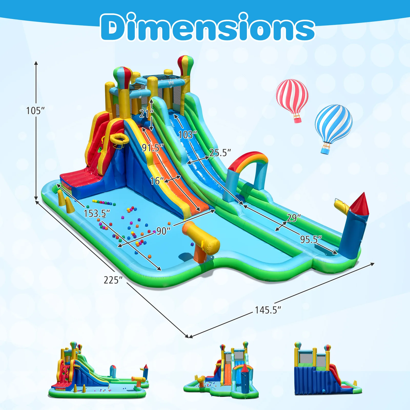 Inflatable Water Slide Park Giant Bounce House with Double Long Slides - Image 5