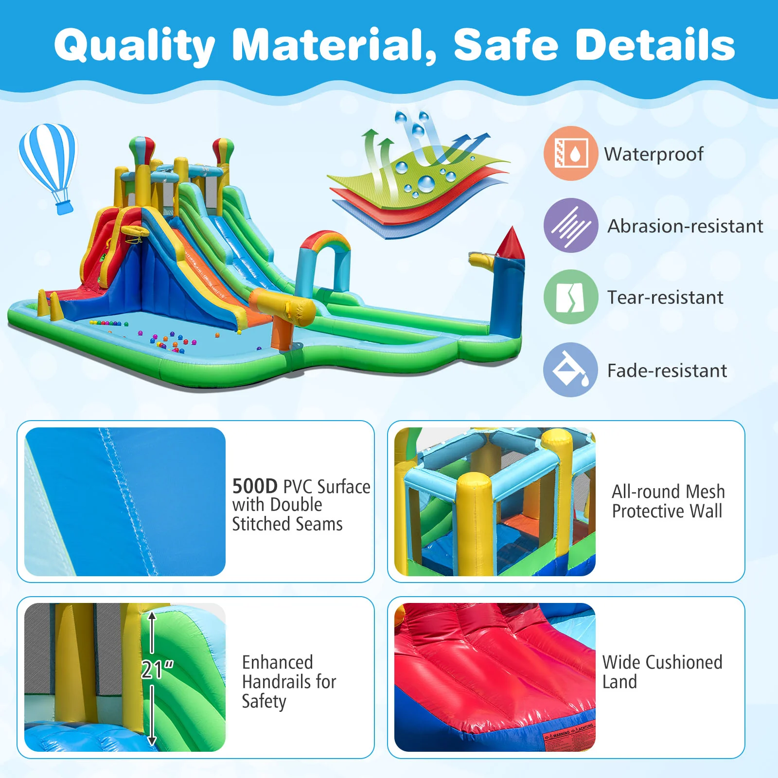 Inflatable Water Slide Park Giant Bounce House with Double Long Slides - Image 6