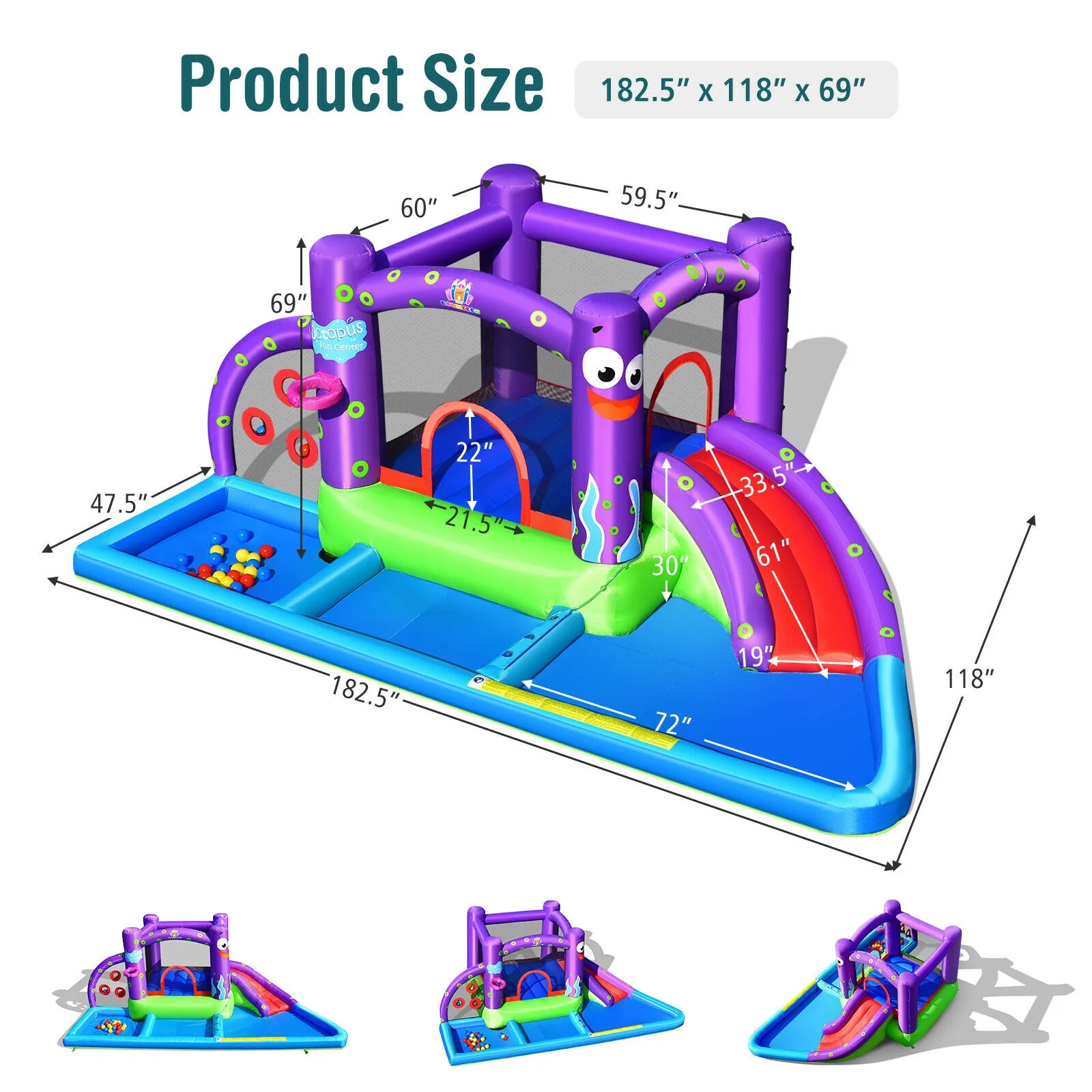 Inflatable Water Slide Park with Splash Pool and 750W Blower - Image 5