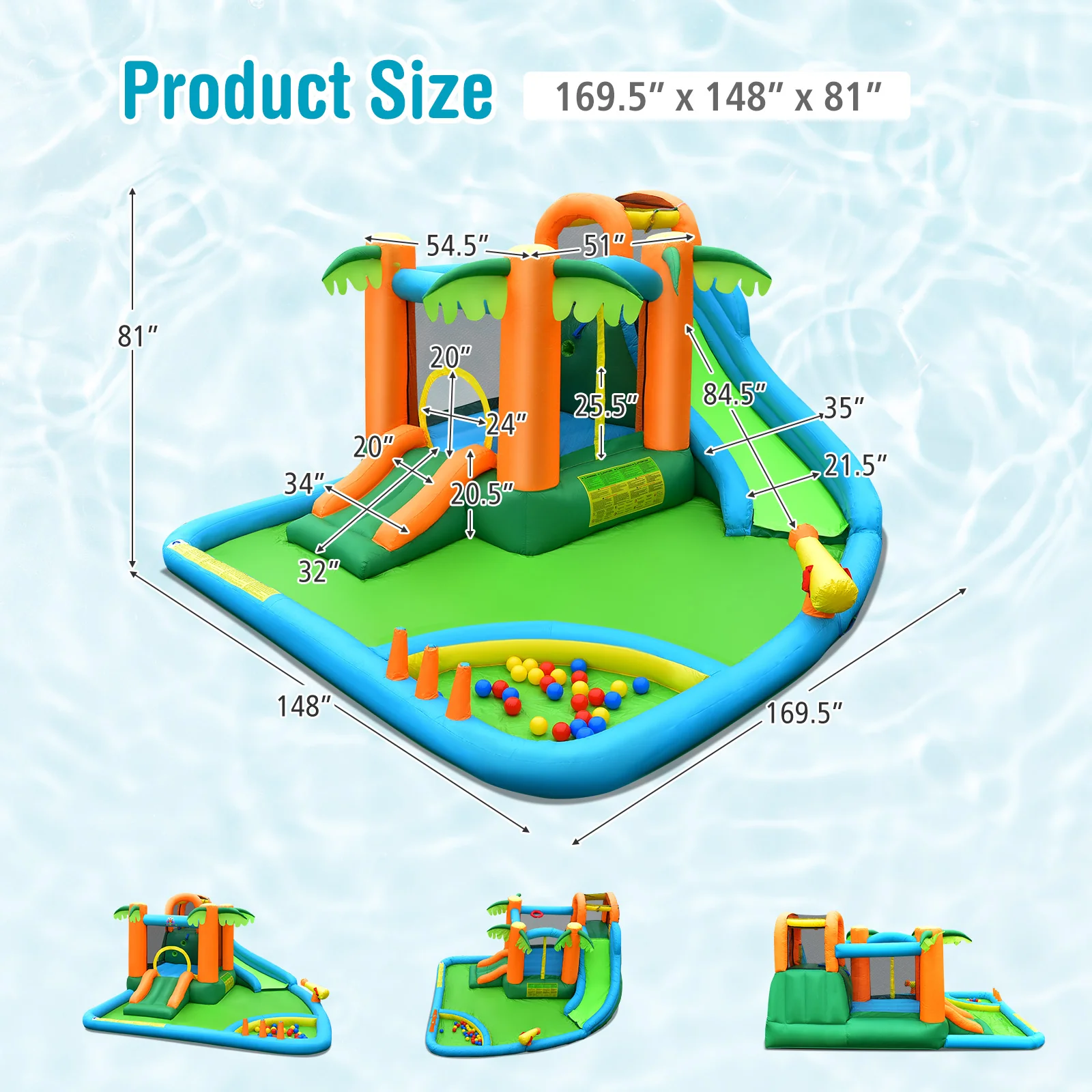 Inflatable Water Slide Park with Upgraded Handrail without Blower - Image 5