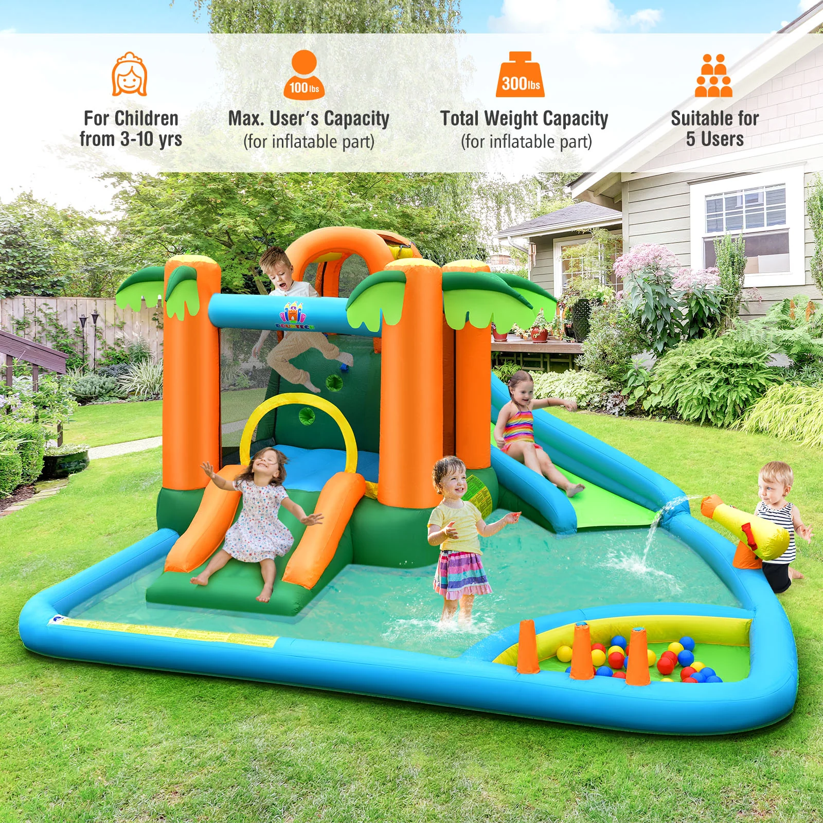 Inflatable Water Slide Park with Upgraded Handrail without Blower - Image 7