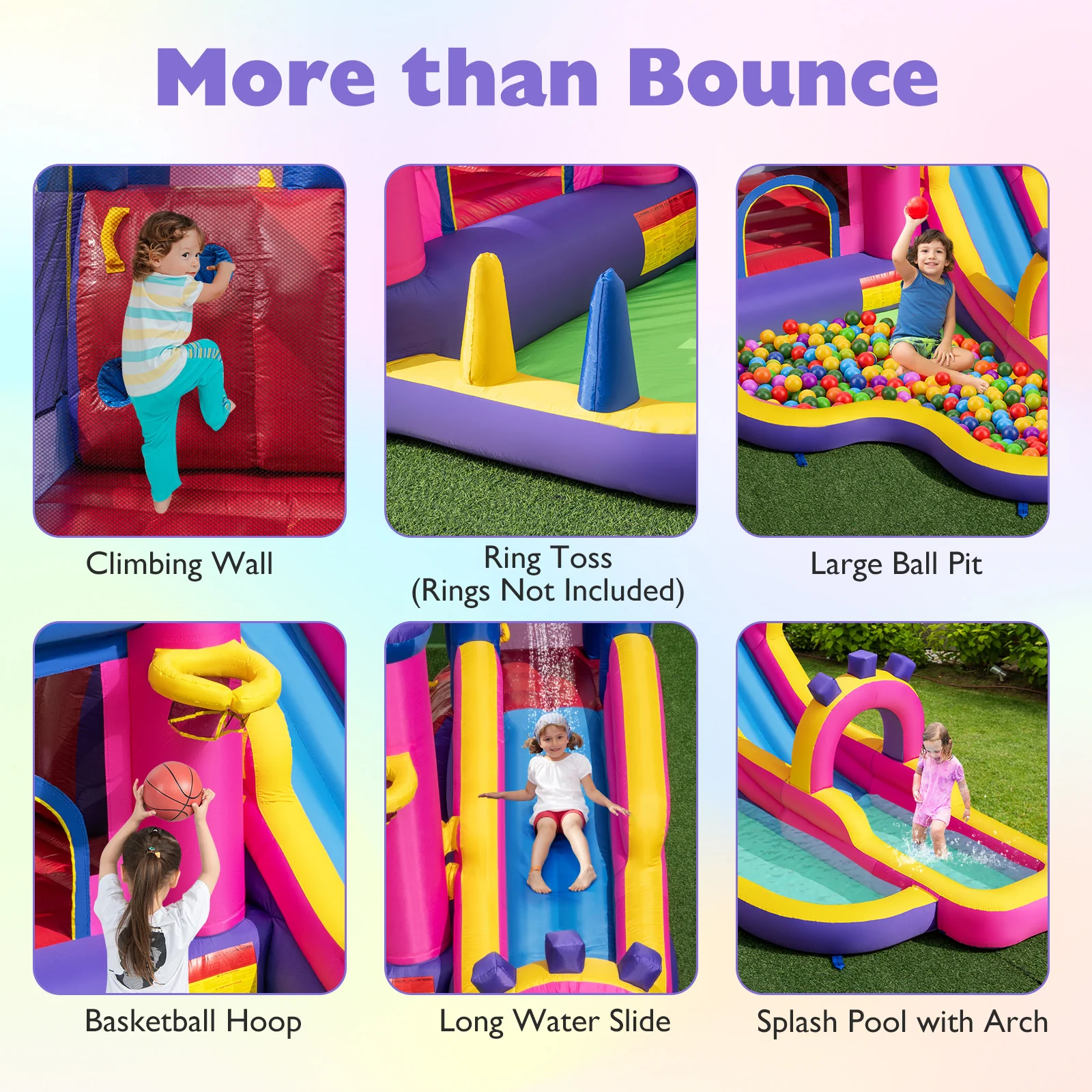 Inflatable Water Slide Princess Themed Bounce Castle with Climbing Wall 680W Blower Included - Image 8