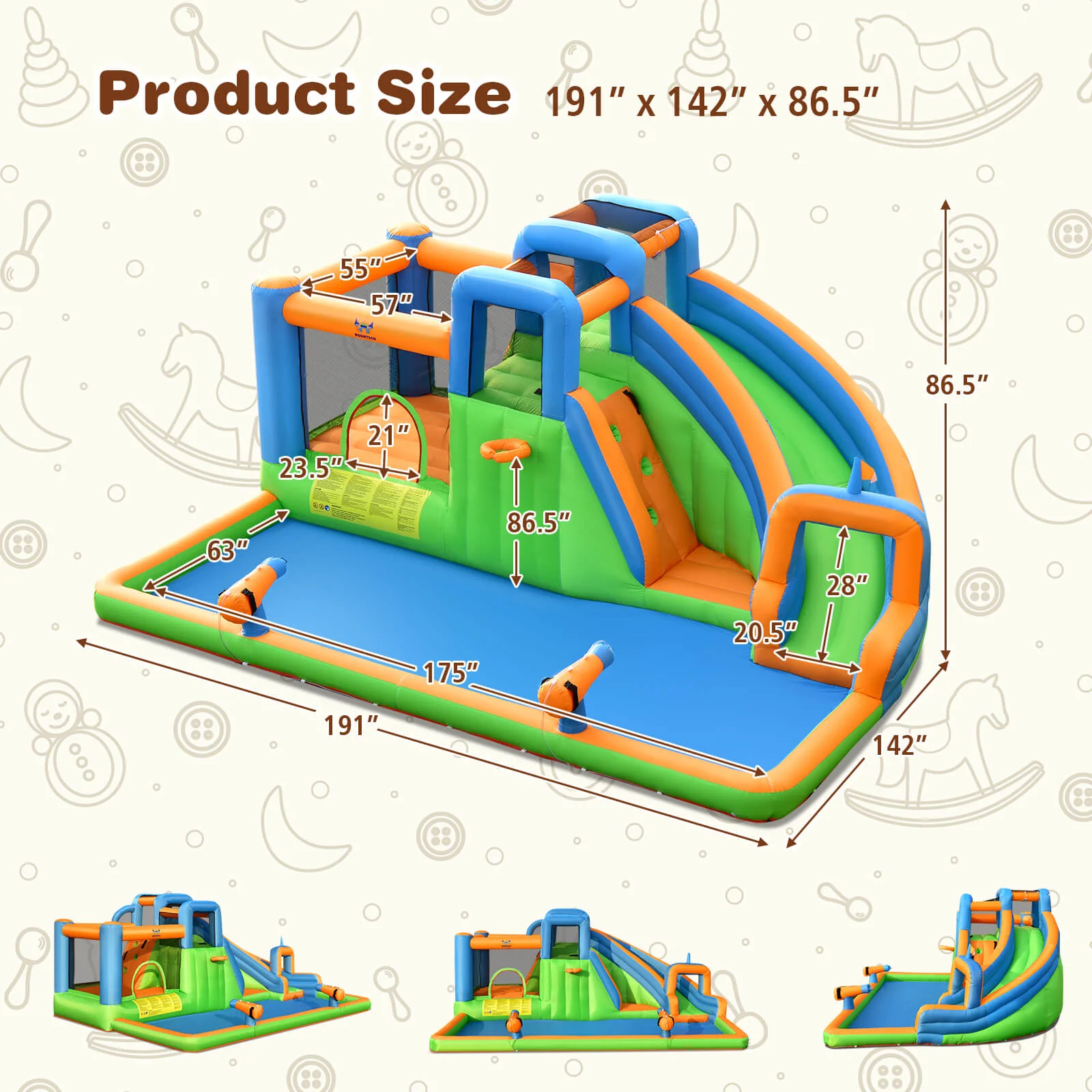 Inflatable Water Slide with Dual Climbing Walls and Blower Excluded - Image 3