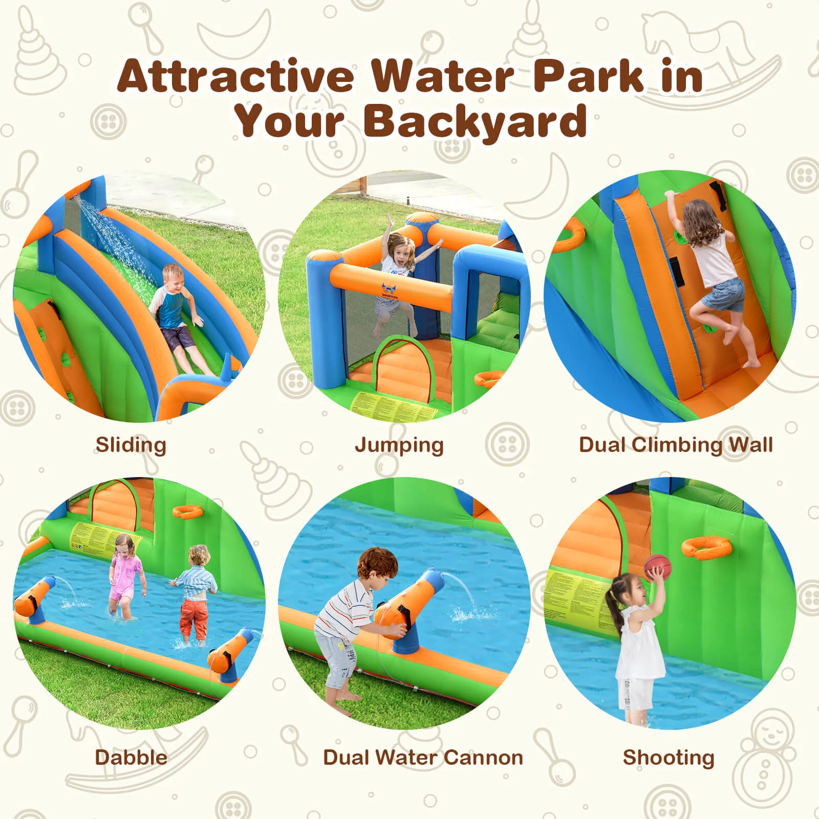 Inflatable Water Slide with Dual Climbing Walls and Blower Excluded - Image 7