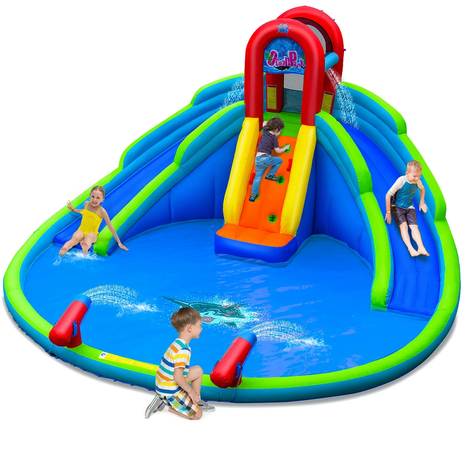 Inflatable Waterslide Bounce House with Upgraded Handrail without Blower - Image 3