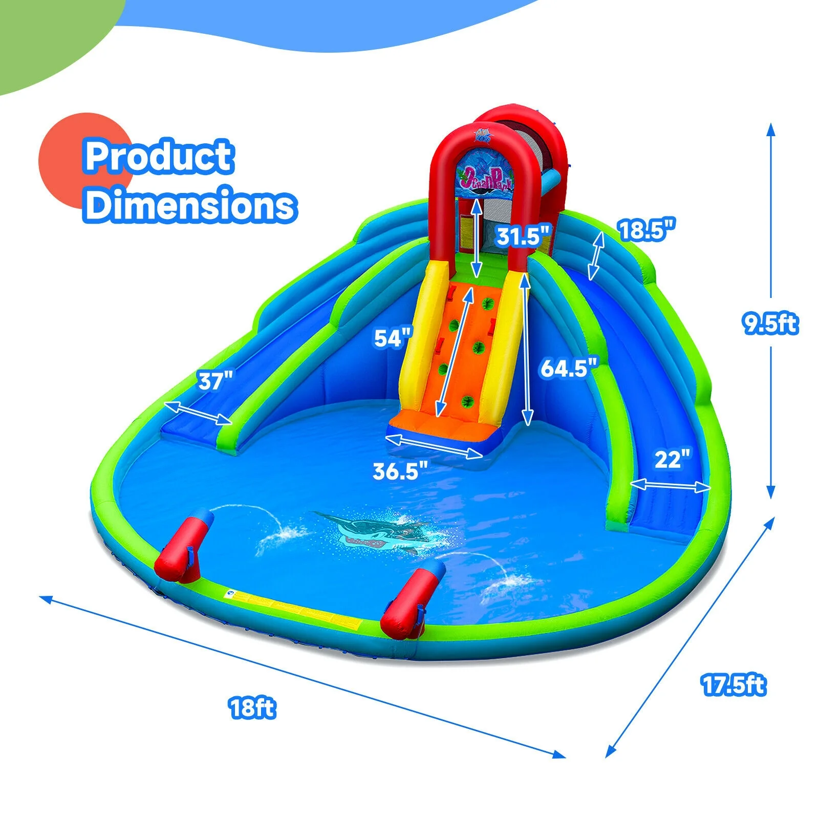 Inflatable Waterslide Bounce House with Upgraded Handrail without Blower - Image 4