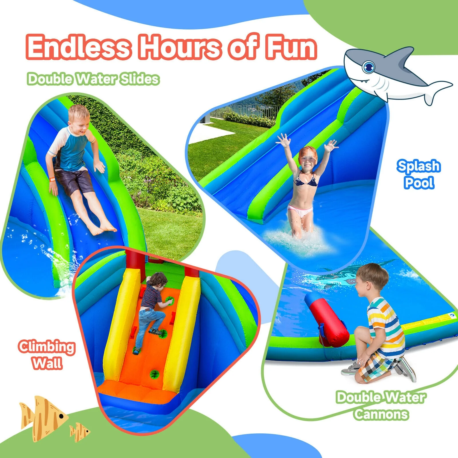 Inflatable Waterslide Bounce House with Upgraded Handrail without Blower - Image 8