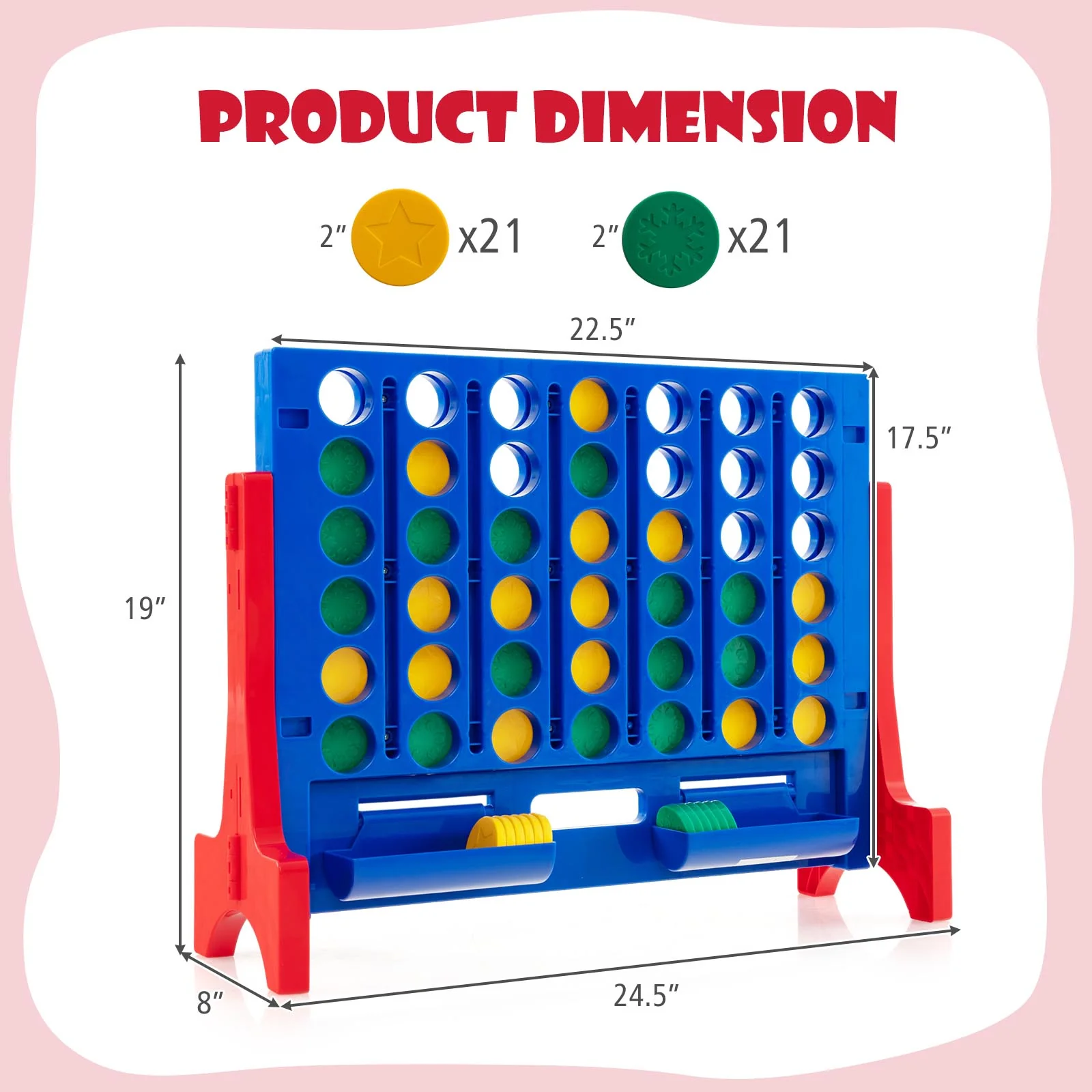 Jumbo 4-to-Score Connect Game Set with Carrying Bag and 42 Coins - Image 12