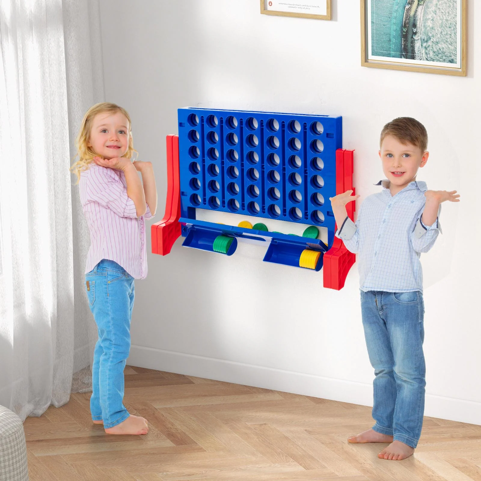 Jumbo 4-to-Score Connect Game Set with Carrying Bag and 42 Coins - Image 13