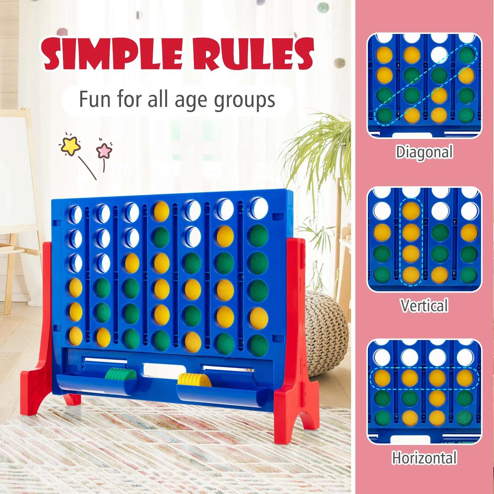 Jumbo 4-to-Score Connect Game Set with Carrying Bag and 42 Coins - Image 15