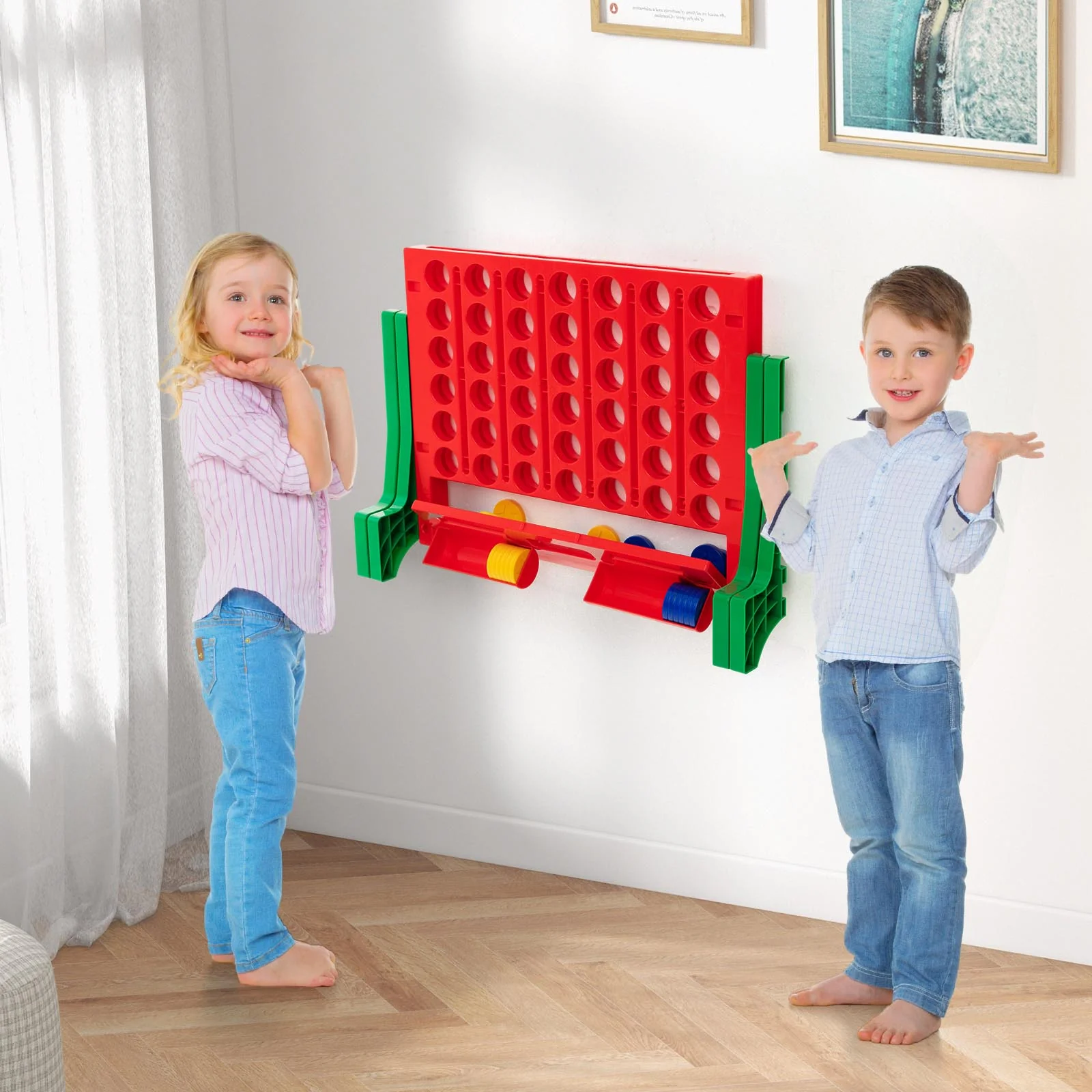Jumbo 4-to-Score Connect Game Set with Carrying Bag and 42 Coins - Image 18