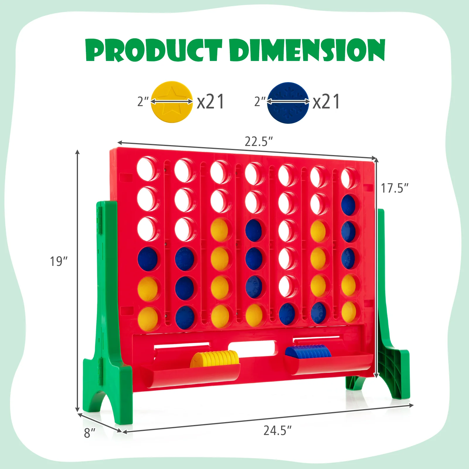 Jumbo 4-to-Score Connect Game Set with Carrying Bag and 42 Coins - Image 20