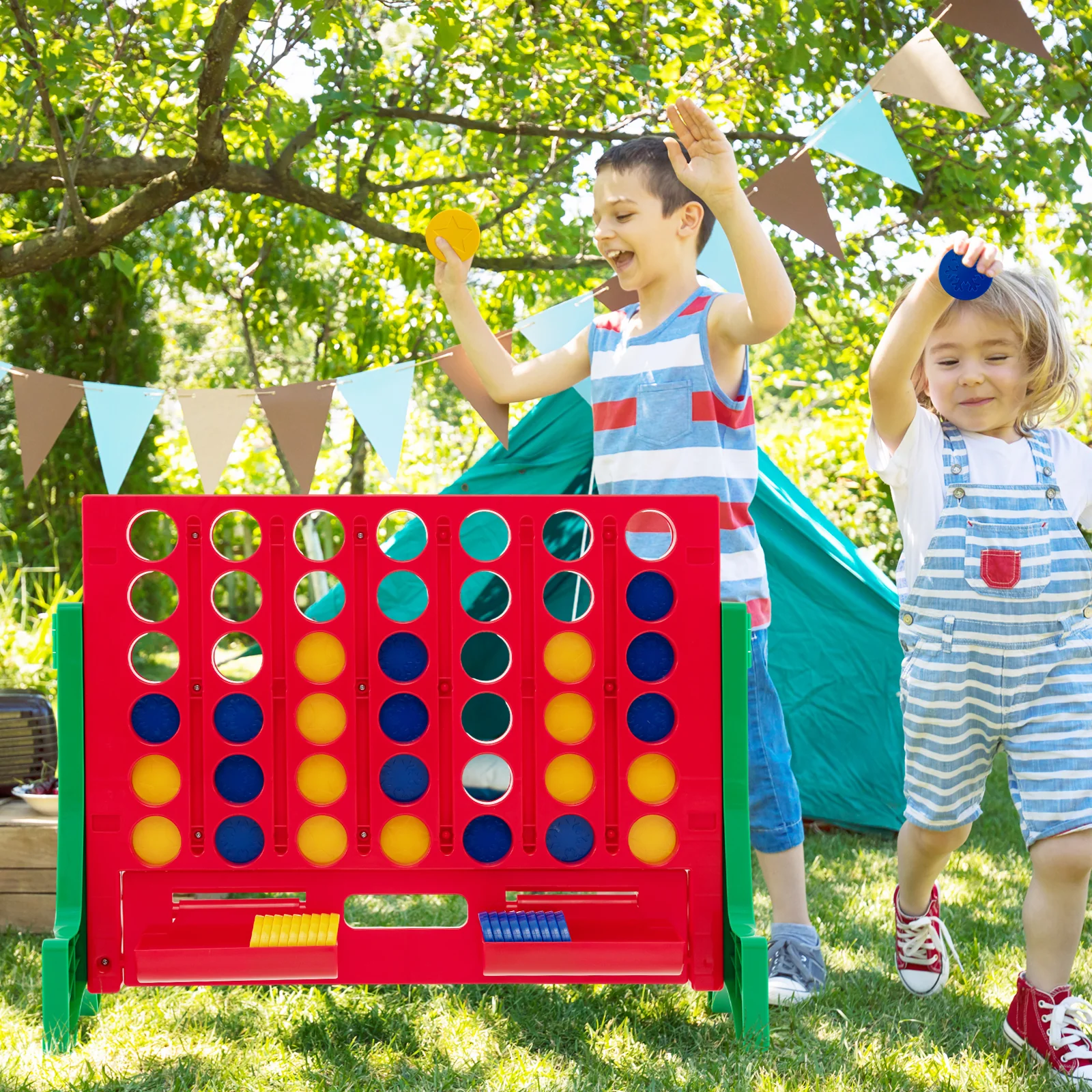 Jumbo 4-to-Score Connect Game Set with Carrying Bag and 42 Coins - Image 21